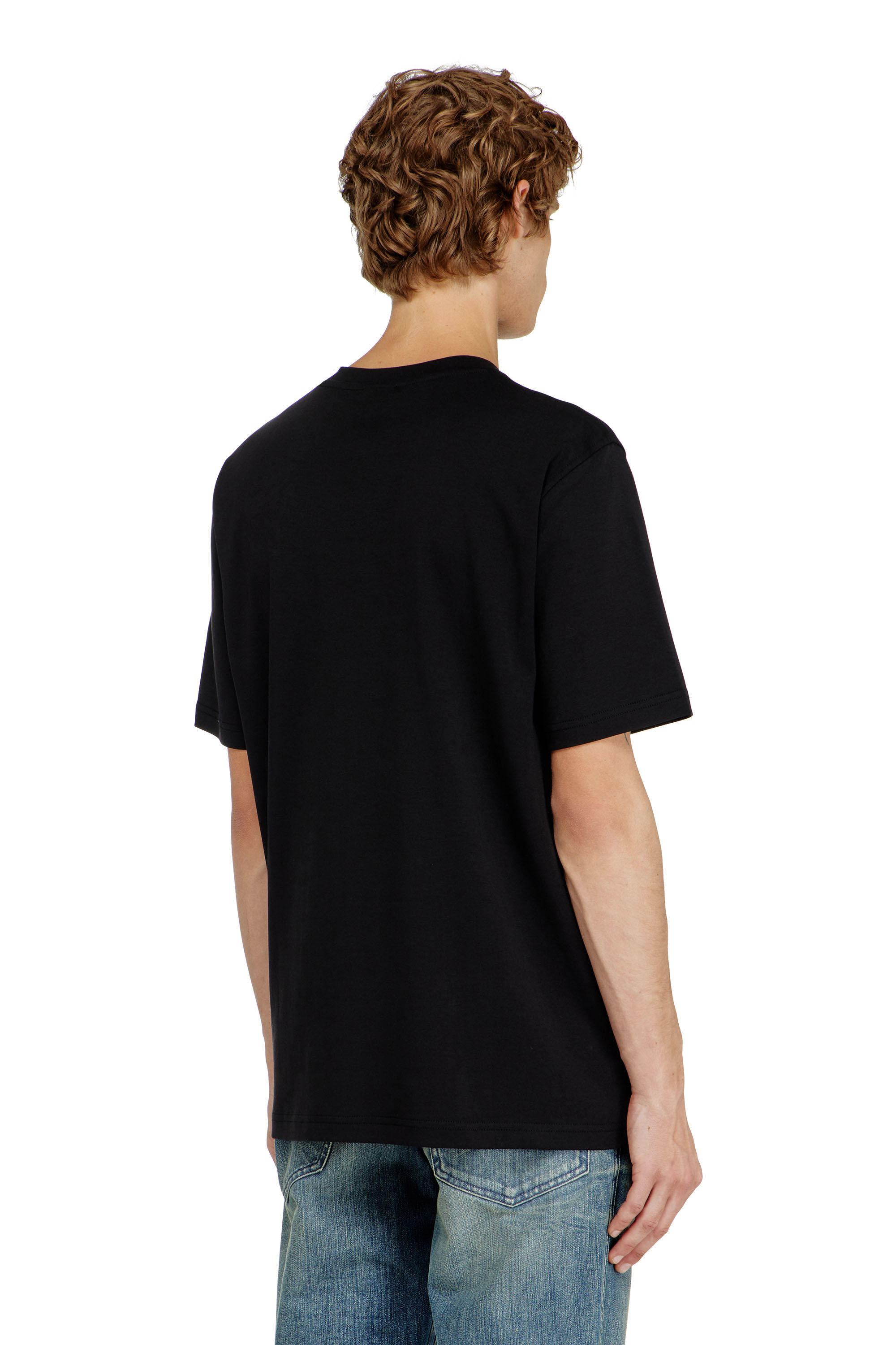 Diesel - T-ADJUST-V-MICRODIV, Herren T-Shirt mit V-Ausschnitt und Mikro-Logo-Stickerei in Schwarz - 4