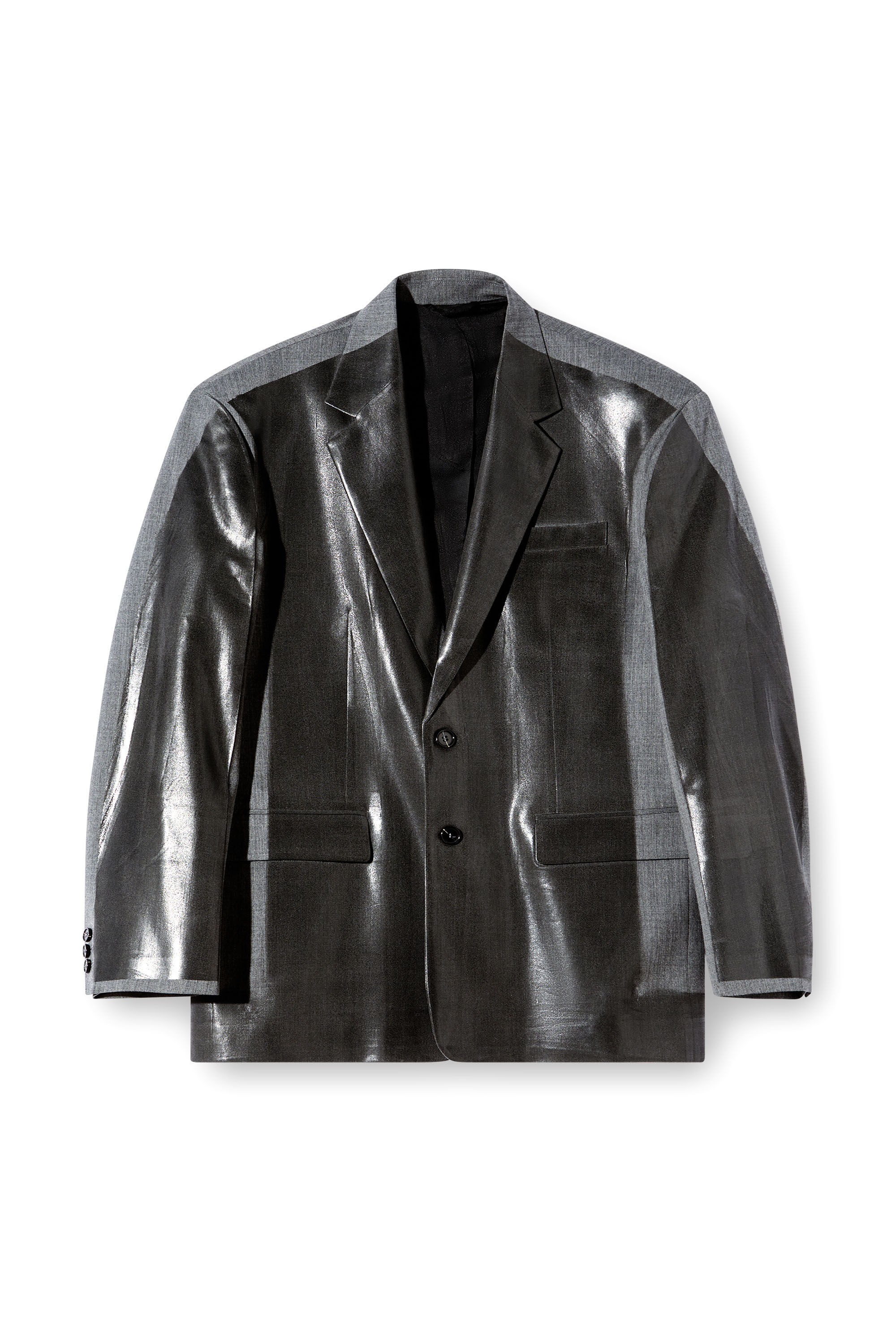 Diesel - J-OVER-DD, Unisex Übergroßer Blazer mit beschichteter Vorderseite in Schwarz - 2