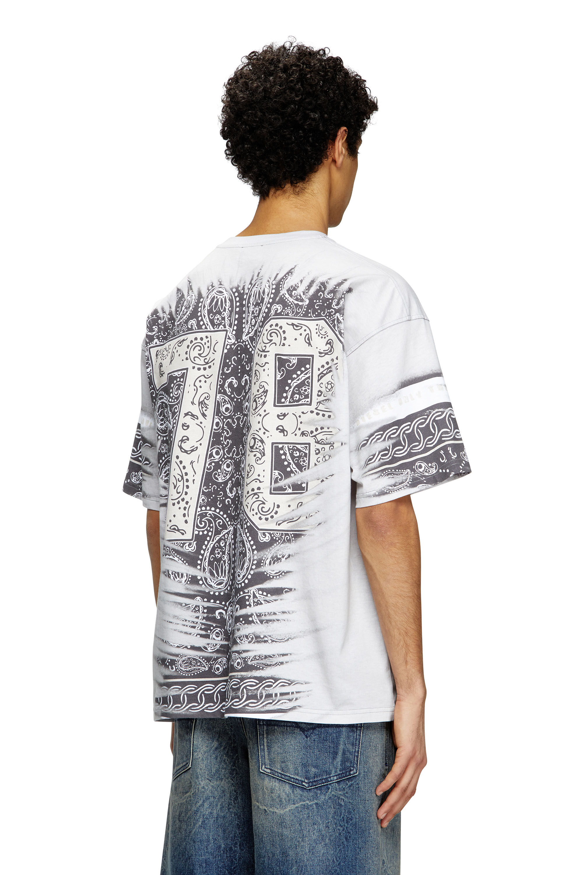 Diesel - T-BOXT-78-R1, Herren T-Shirt mit 78-Bandana-Print in Wei&szlig; - 4