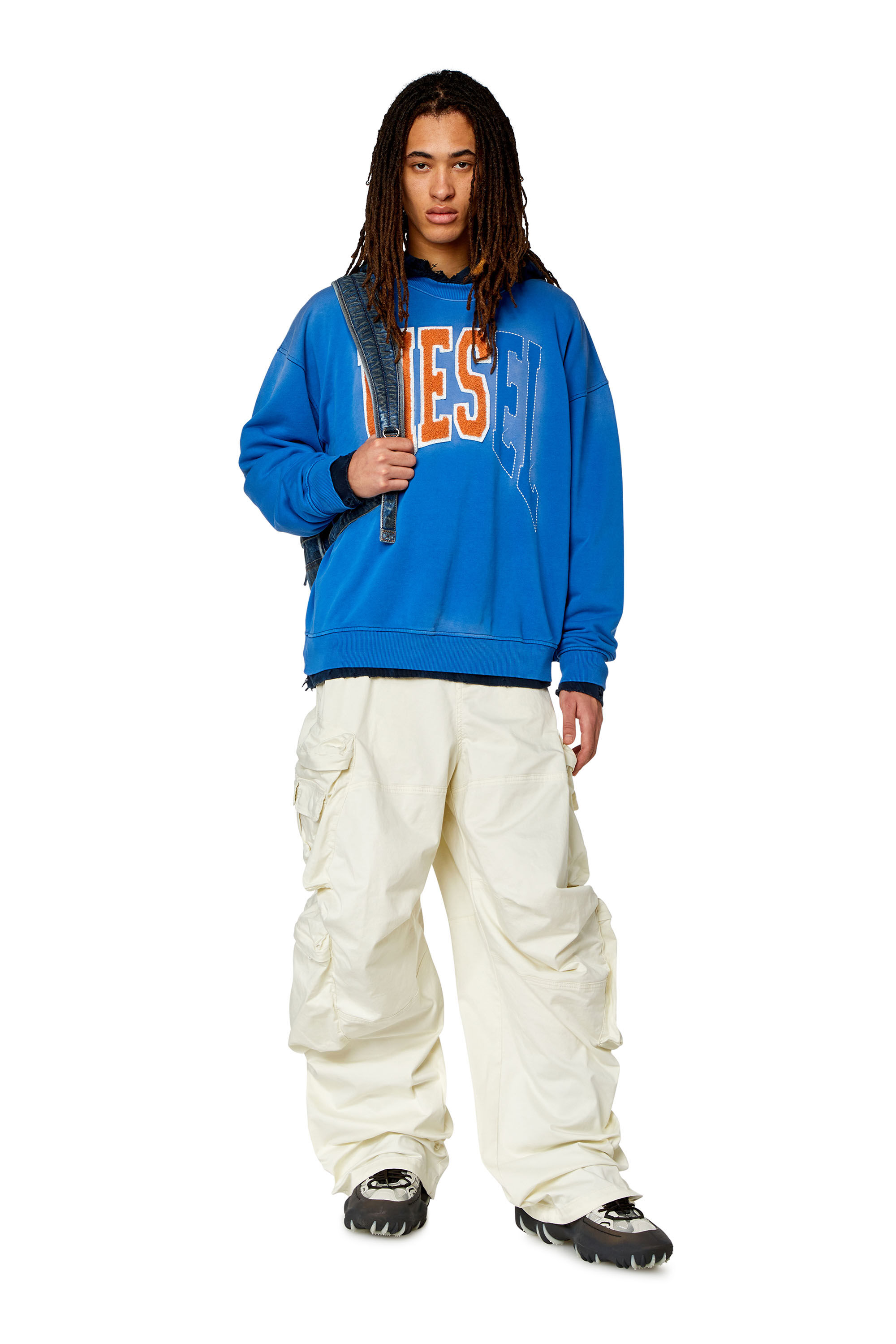 Diesel - P-HUGES-NEW, Herren Cargohose aus elastischem Baumwollsatin in Weiß - 1