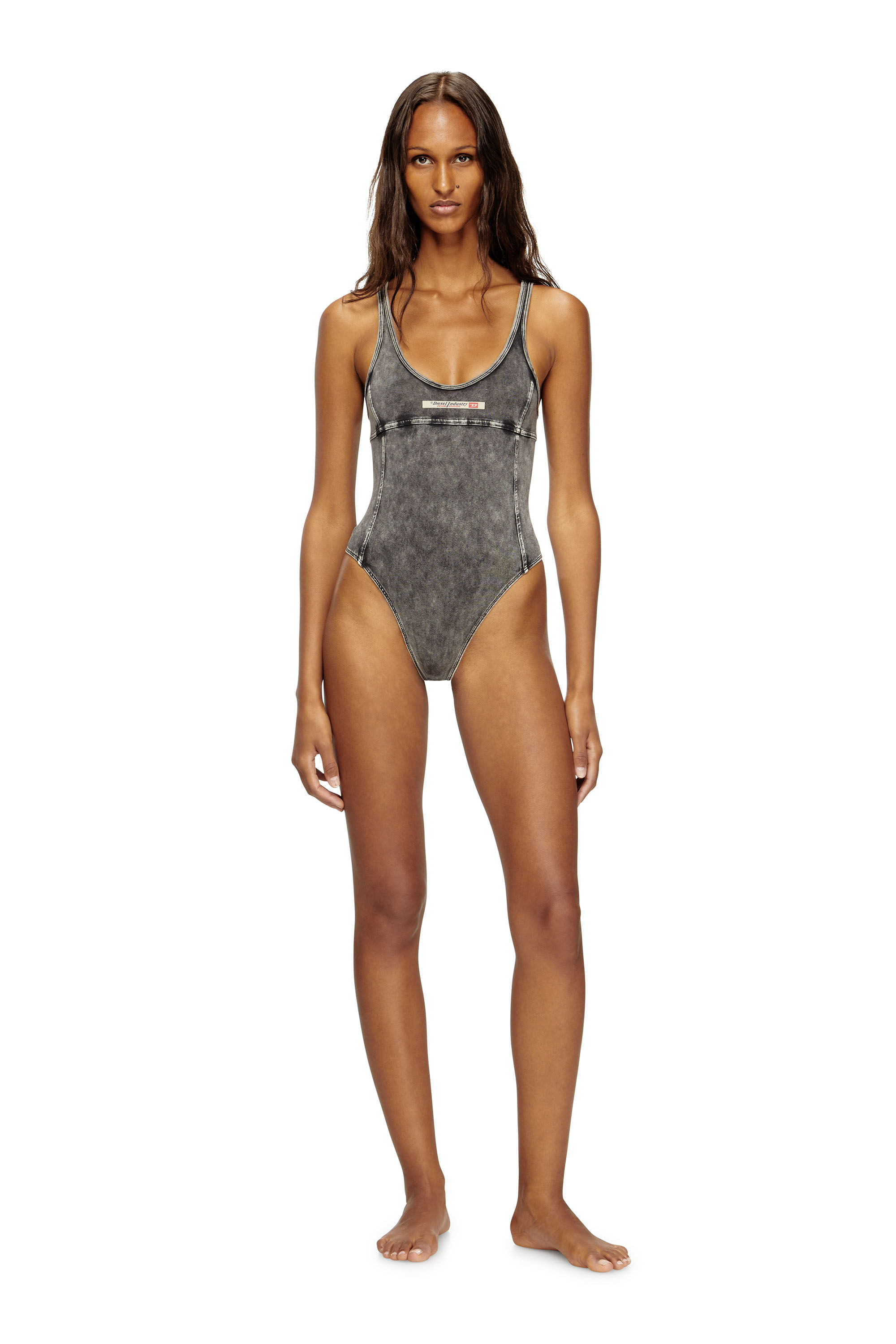 Diesel - PHOEBE-DNM, Damen Body aus Denim-Effekt-Jersey in Dunkelgrau - 1