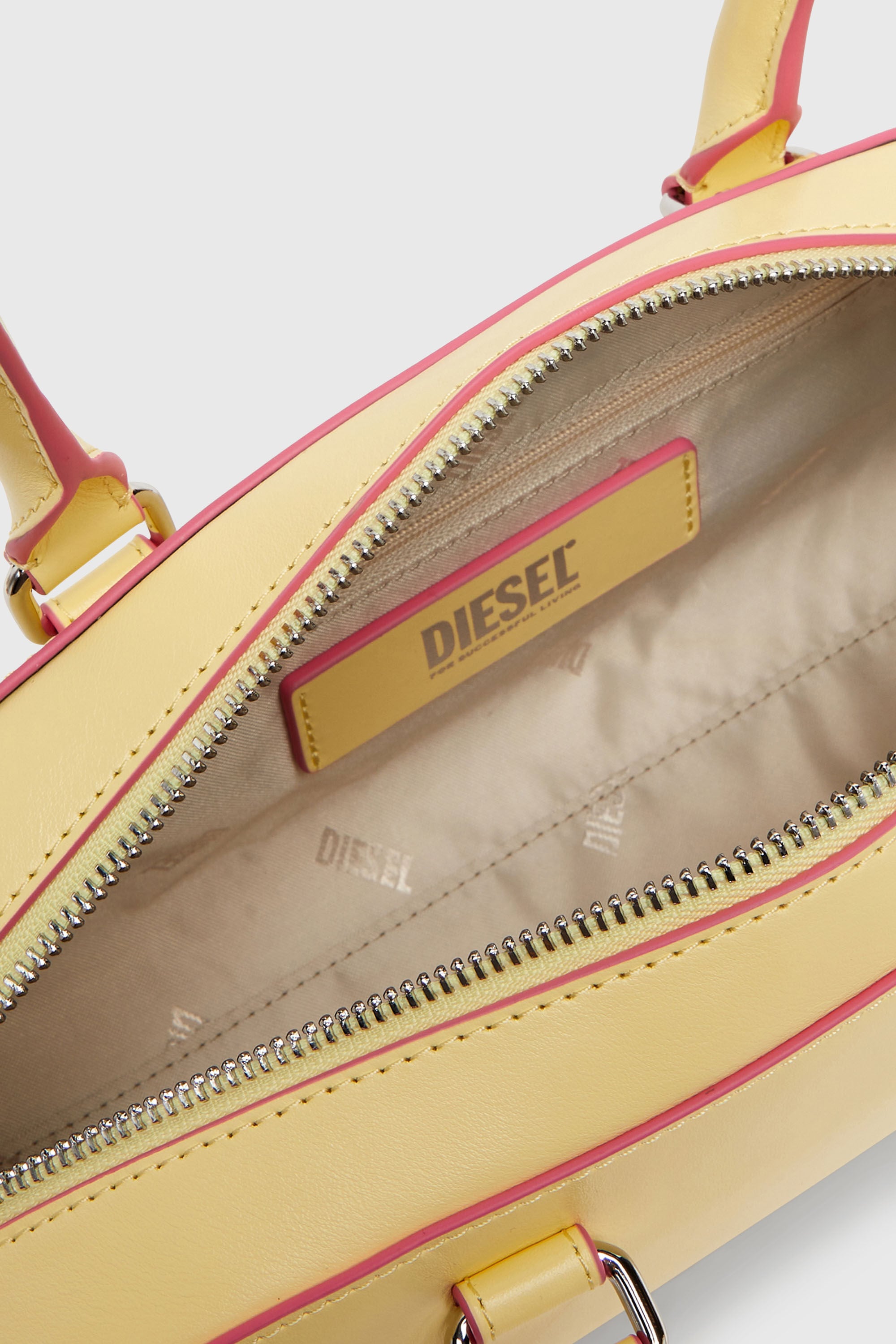Diesel - 1DR DOME SHOULDER EW, Damen 1DR Dome - Langgezogene Bowlingtasche aus Leder in Gelb - 3