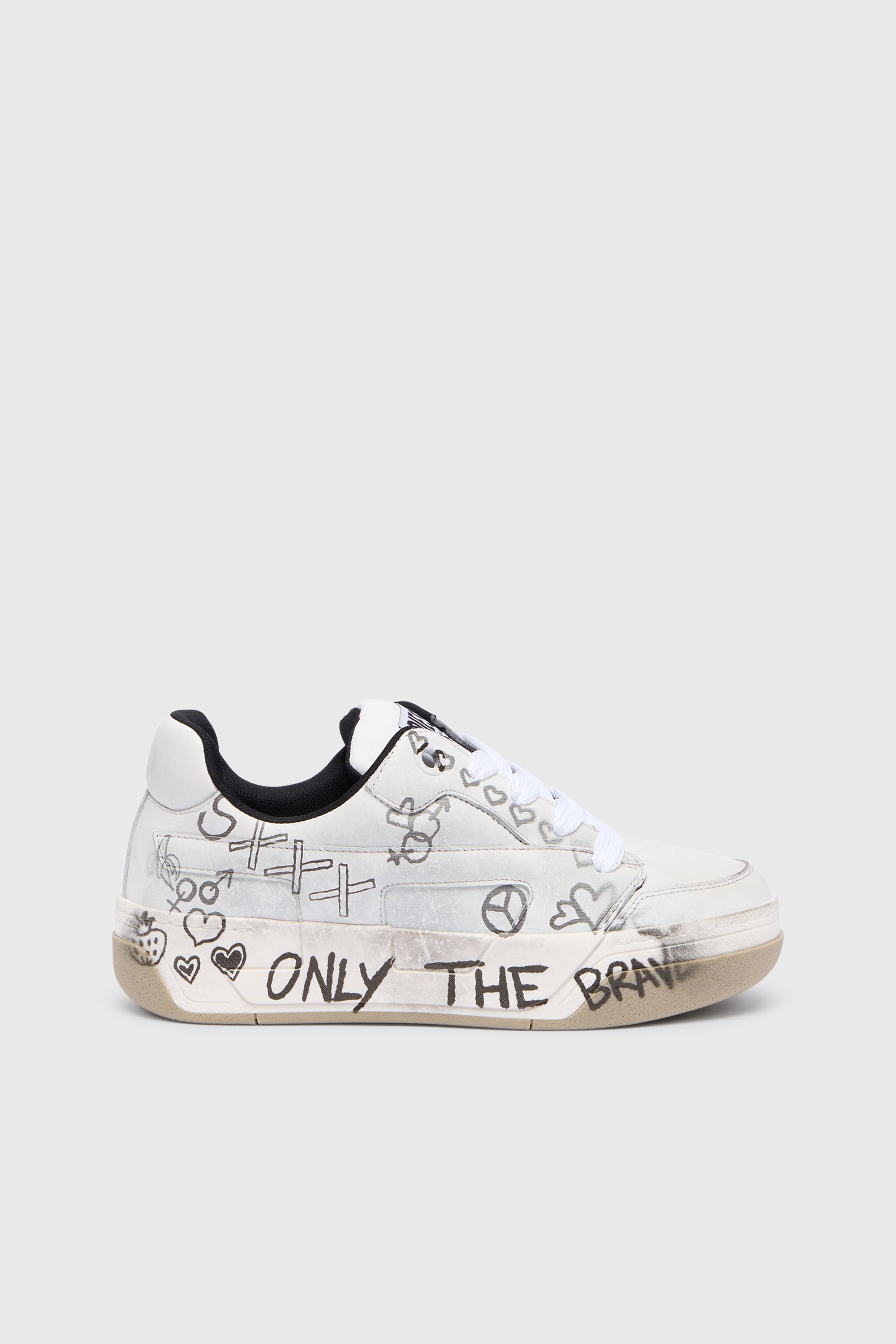 Diesel - S-D-OLLIE LOW, Herren D-Ollie-Ledersneaker mit Graffiti-Print in Wei&szlig; - 1
