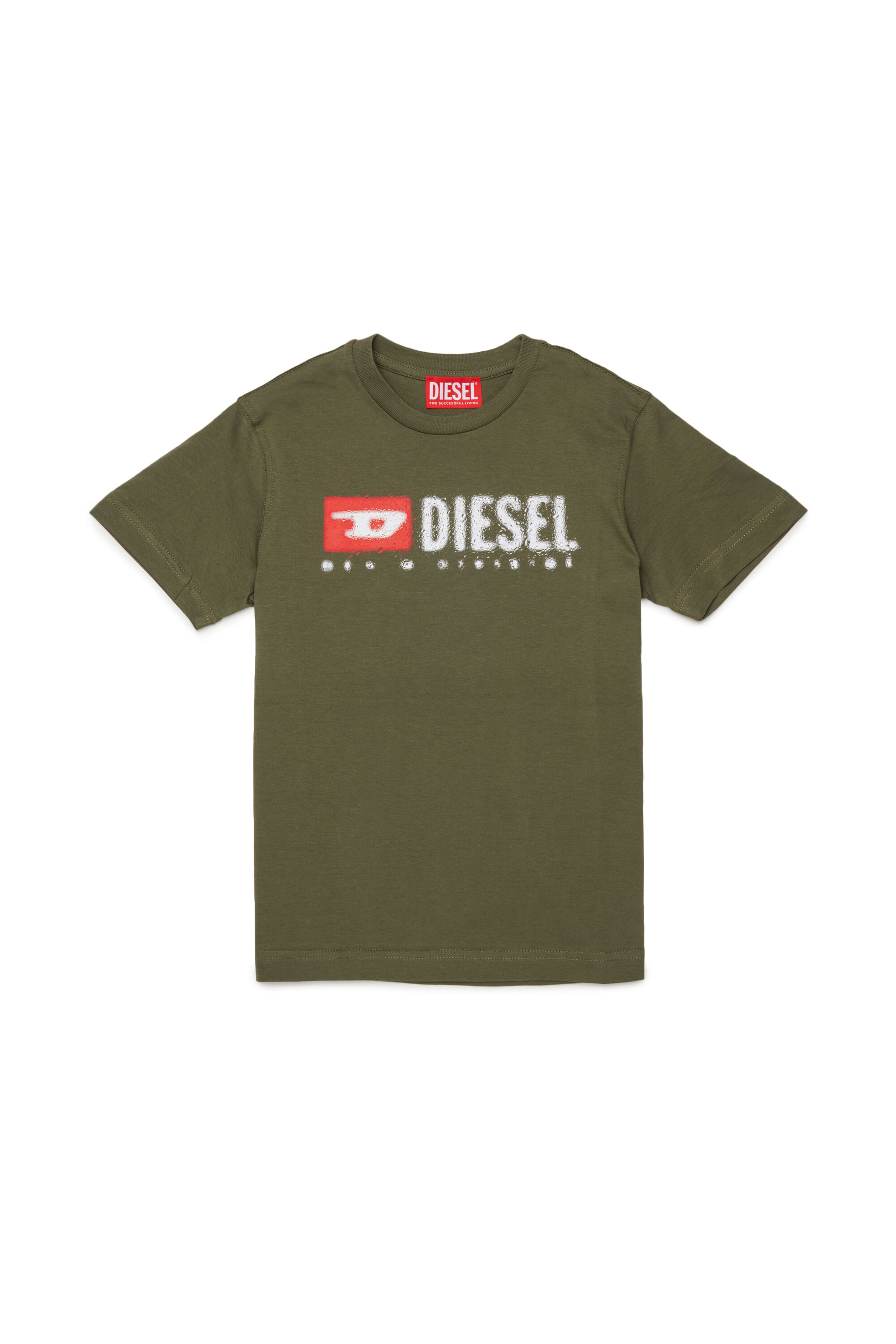Diesel - TADJUSTK14, Herren Baumwoll-T-Shirt mit aufgedrucktem Logo in Armeegrün - 1