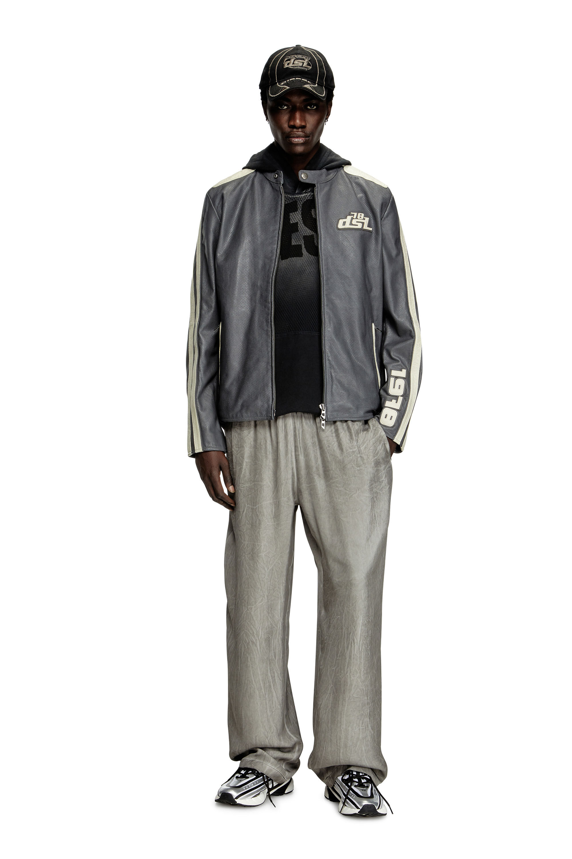 Diesel - P-LEON, Unisex Fließendes Knitter-Trackhose in Grau - 1