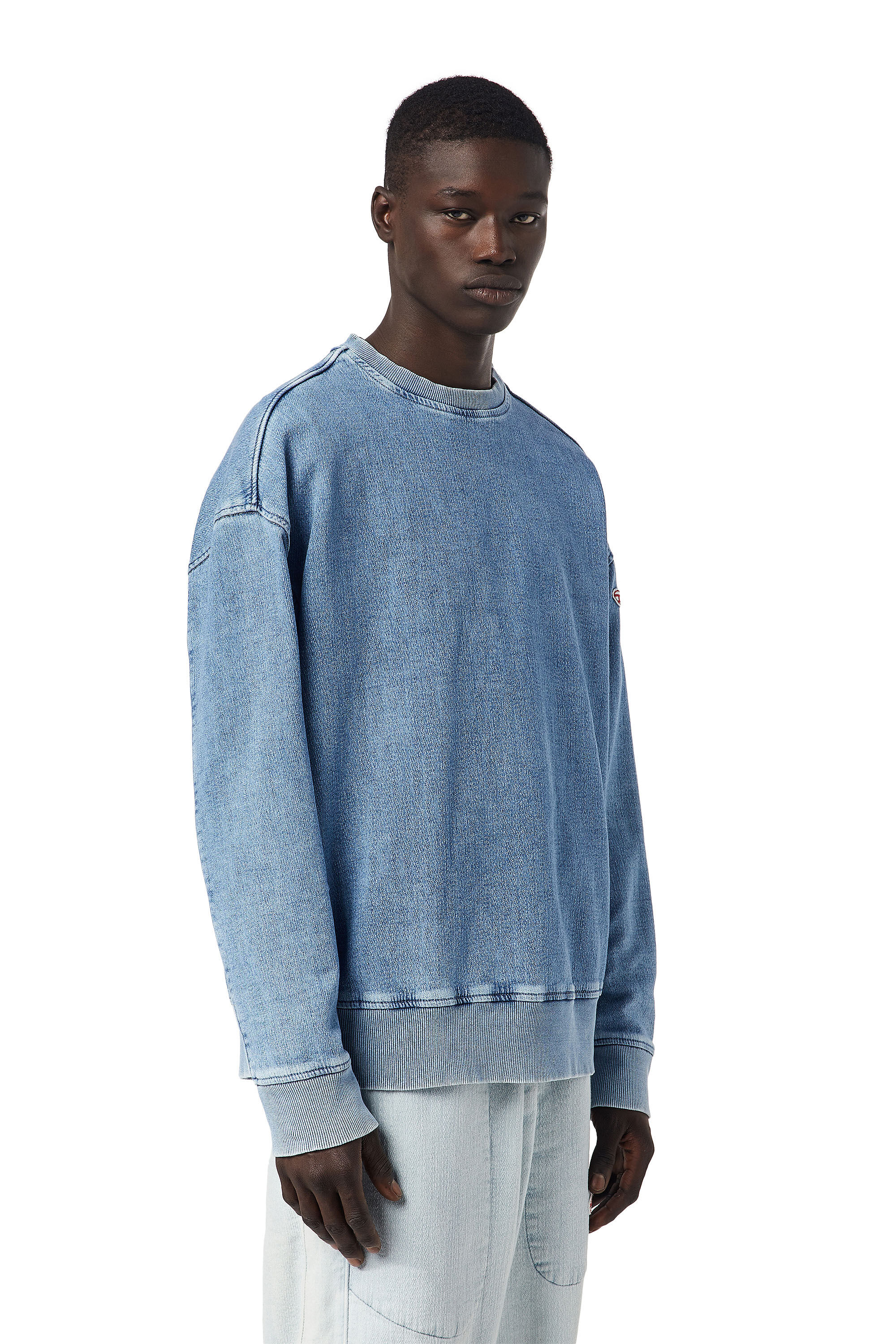 Diesel - D-KRIB TRACK DENIM SWEATSHIRT, Hellblau - Image 5