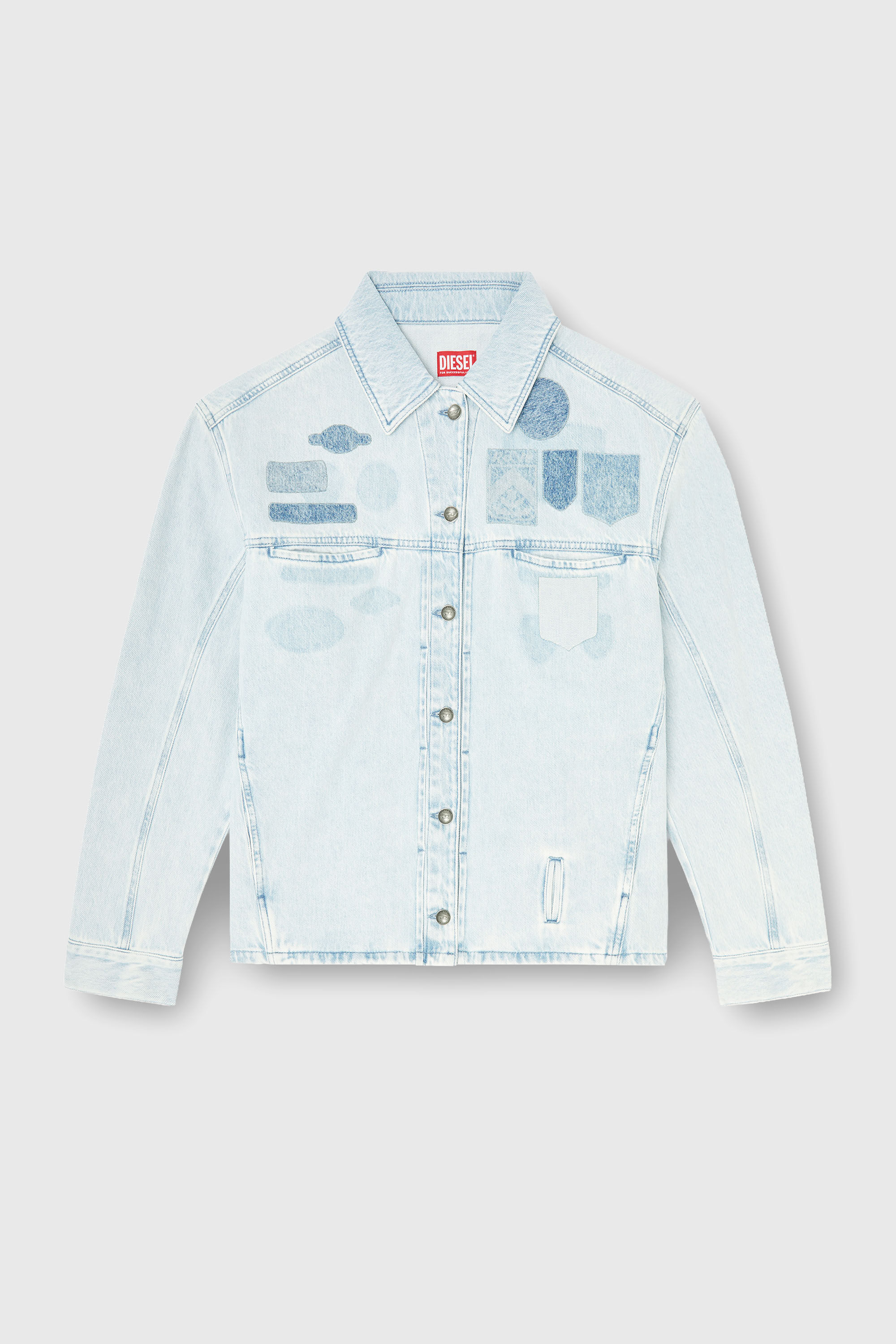Diesel - D-RYMAVO-S, Unisex Denim overshirt mit patch-effekten in Hellblau - 2