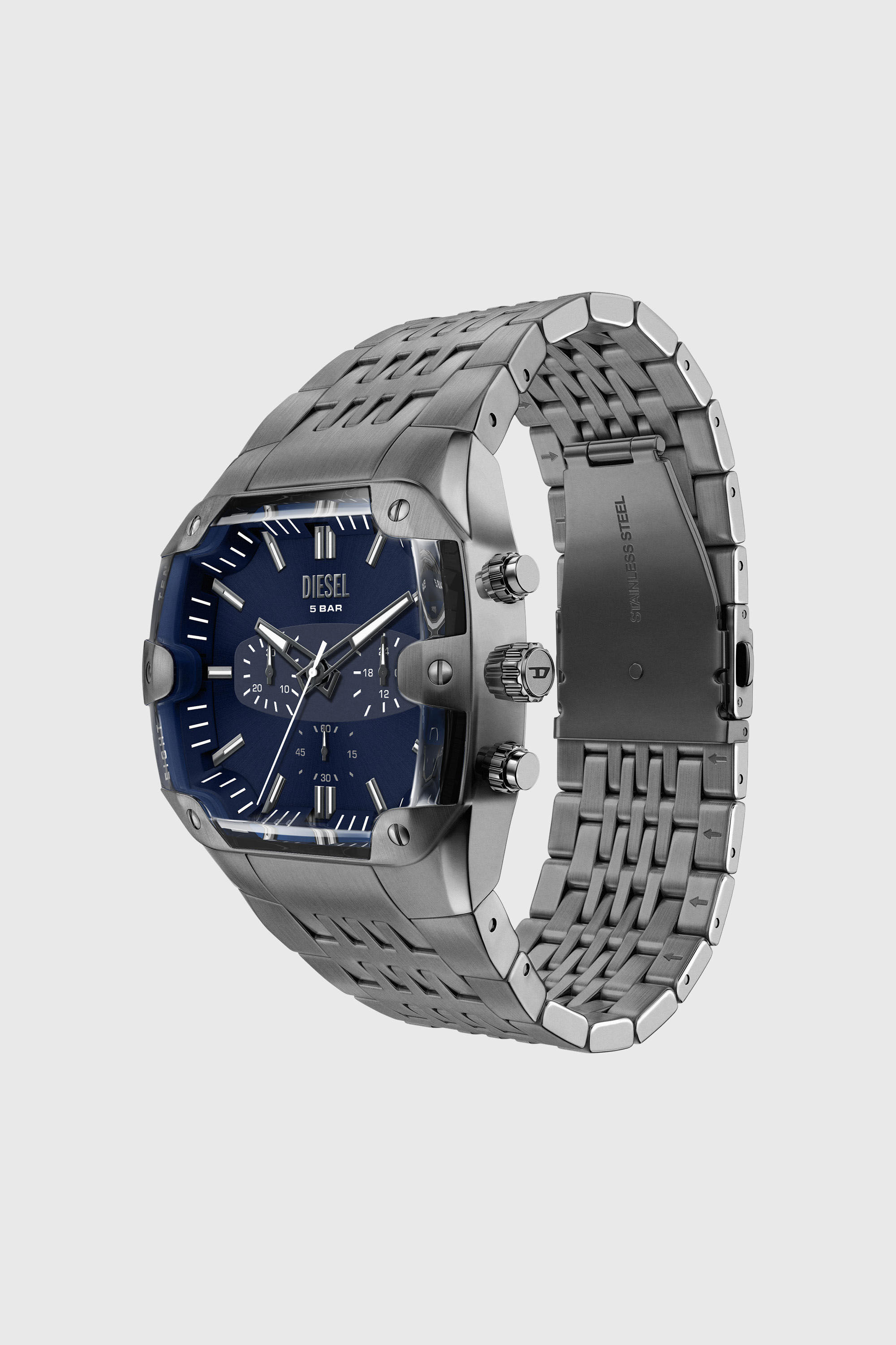 Diesel - DZ4717 WATCH, Herren Spiked Cushion Uhr aus Edelstahl in Gunmetal-Optik in Dunkelgrau - 7