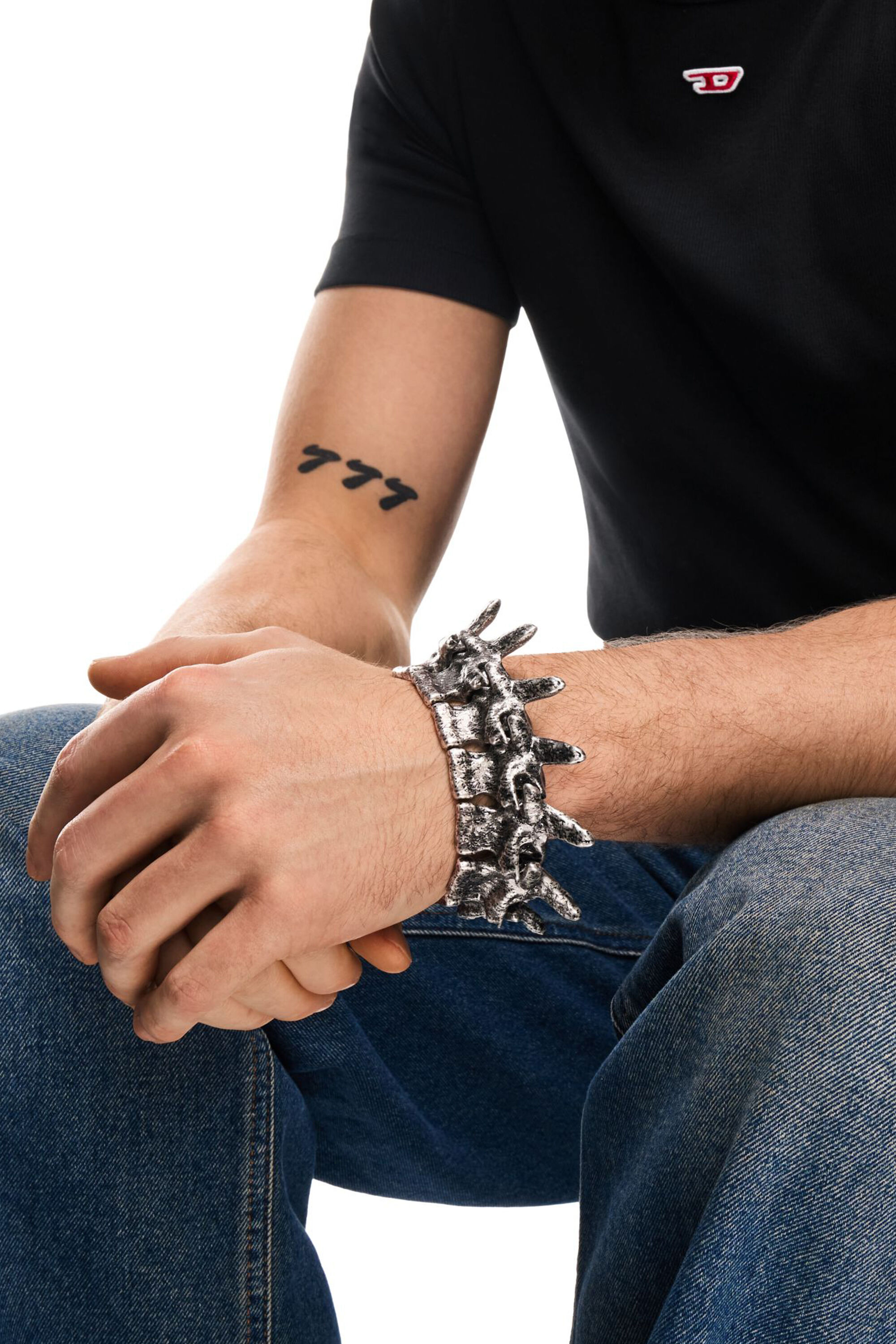 Diesel - DX1709040 JEWELLERY, Unisex's Silver-tone components bracelet in Dark grey - 5