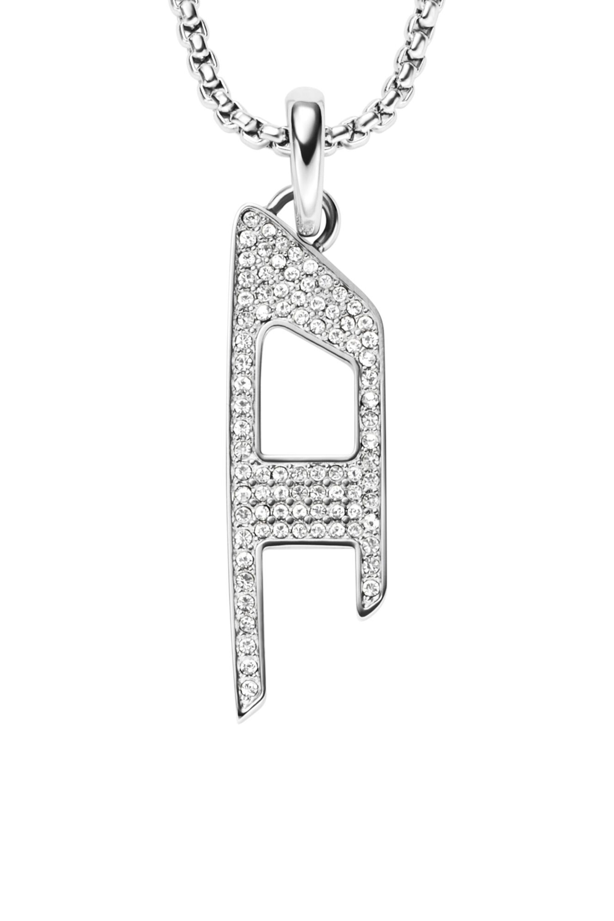 Diesel - DX1624040 JEWELLERY, Unisex Halskette mit Glitzeranhänger aus Edelstahl in Silber - 2