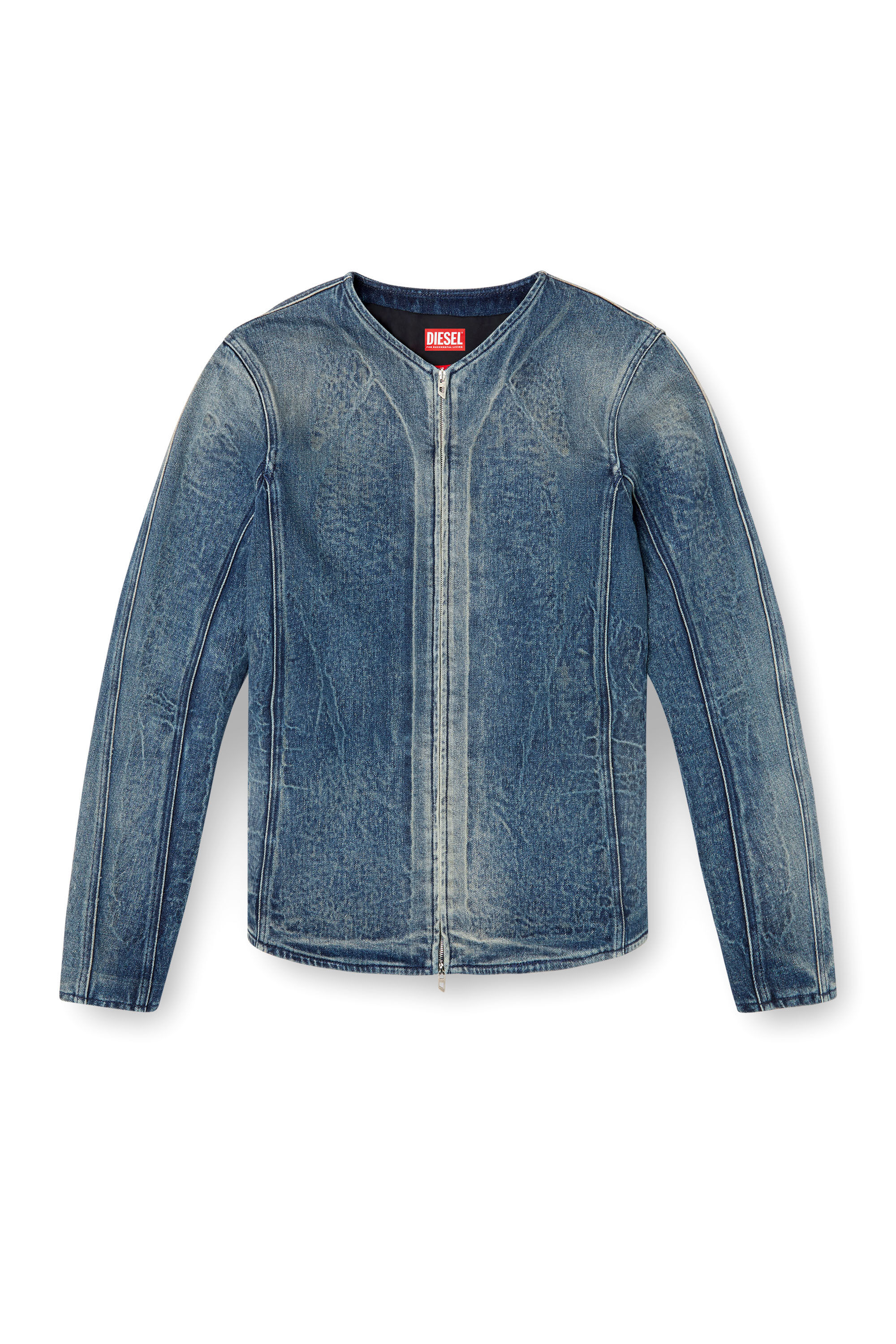 Diesel - D-CARDI-FSG, Herren Jacke aus Denim mit Ghost-Prägung in Mittelblau - 2