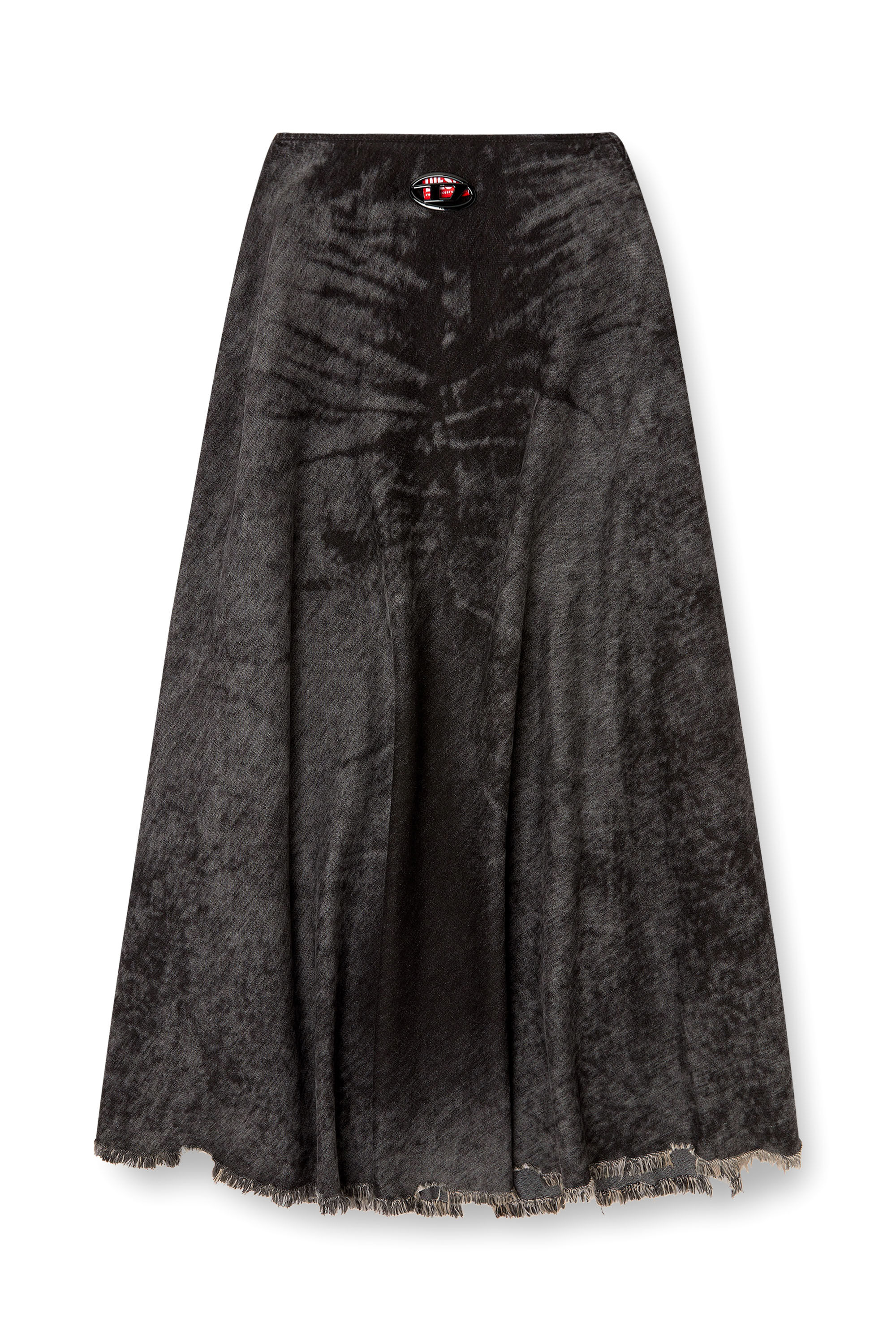 Diesel - DE-HANNIE-FSH, Damen Weiter Rock aus gelaserte Baumwolle-Hanf-Denim in Schwarz - 2