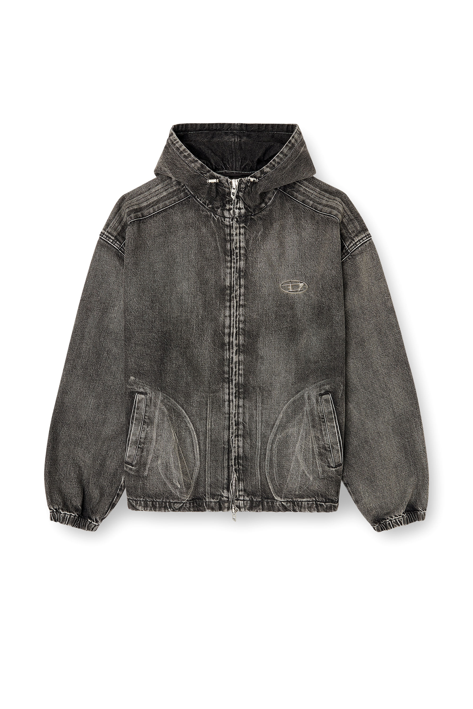 Diesel - THUGJACK, Unisex Kapuzejacke aus verwaschenem Denim in Schwarz - 2