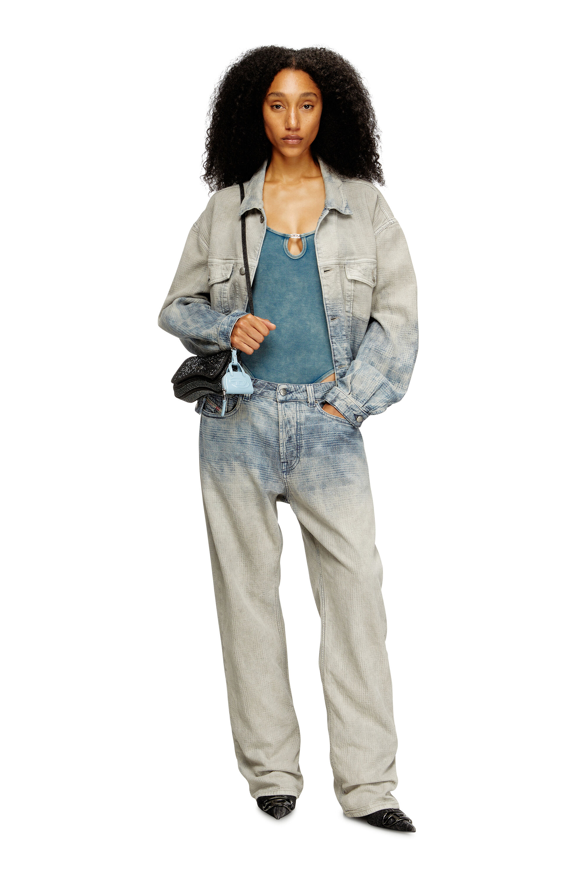 Diesel - PLAY CROSSBODY XS, Damen Play-Mini Crossbody-Tasche aus Crystal Lurex in Schwarz - 6