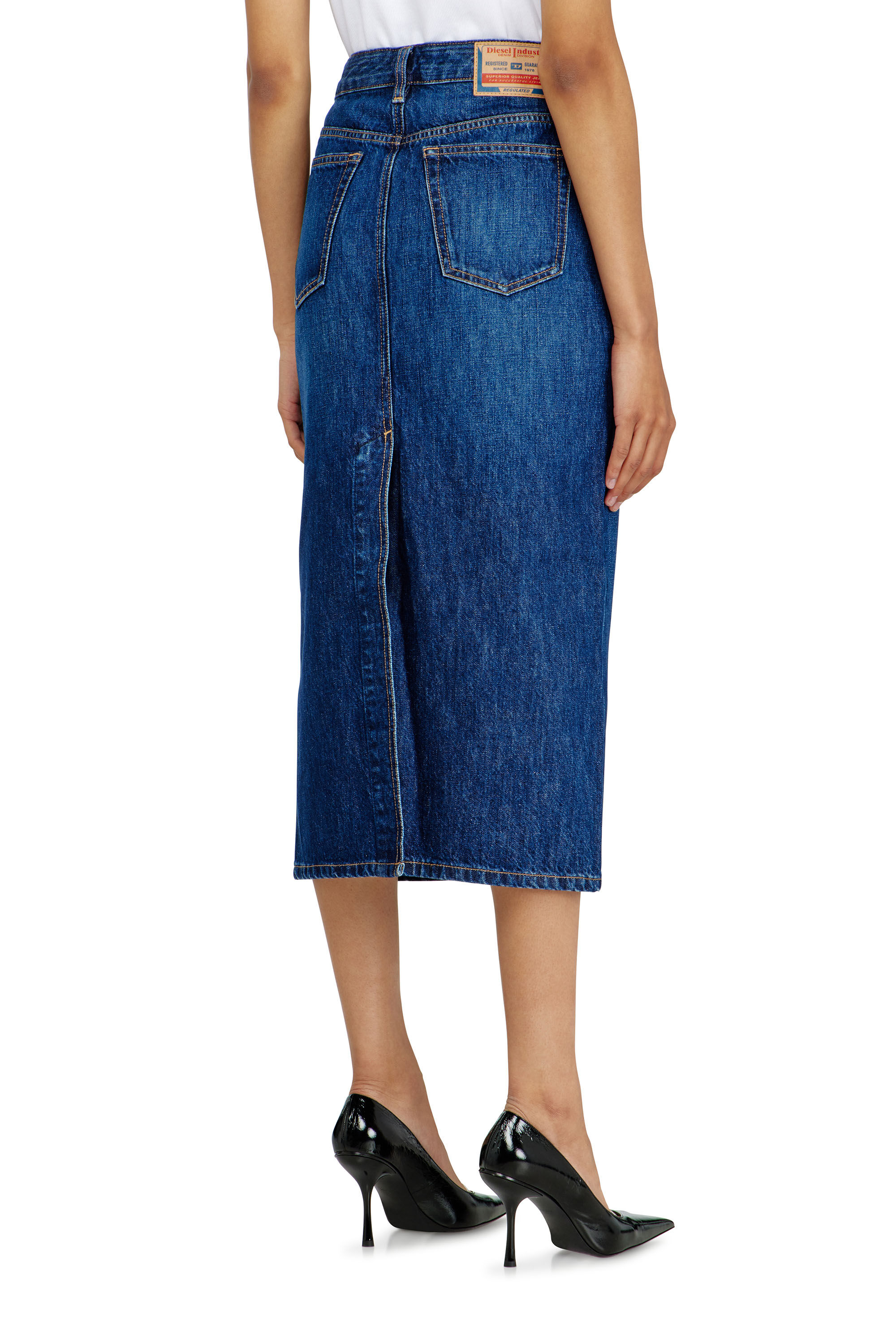 Diesel - DE-SKYE-D, Damen Denim-Midirock in Mittelblau - 4