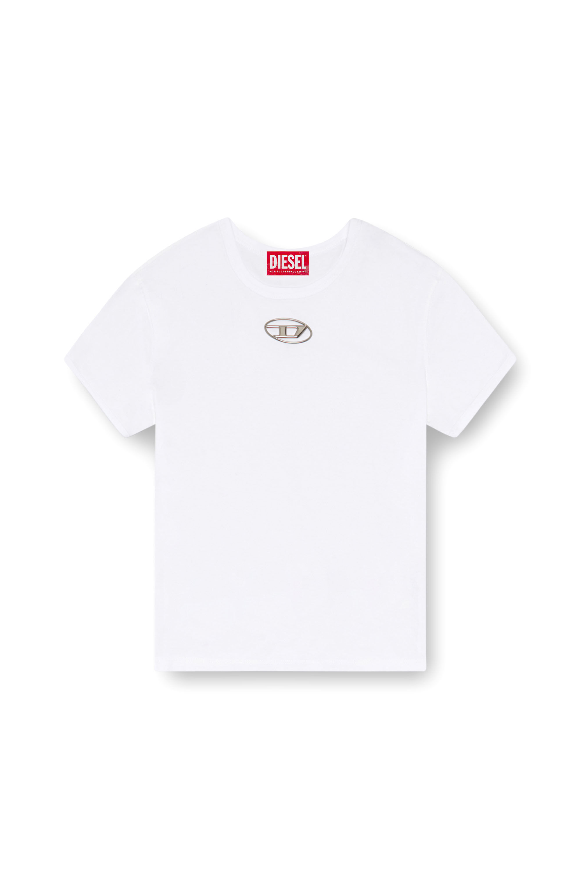 Diesel - T-UNCUTIE-LONG-OD, Damen T-Shirt mit eingespritztem Oval D in Weiss - Image 2
