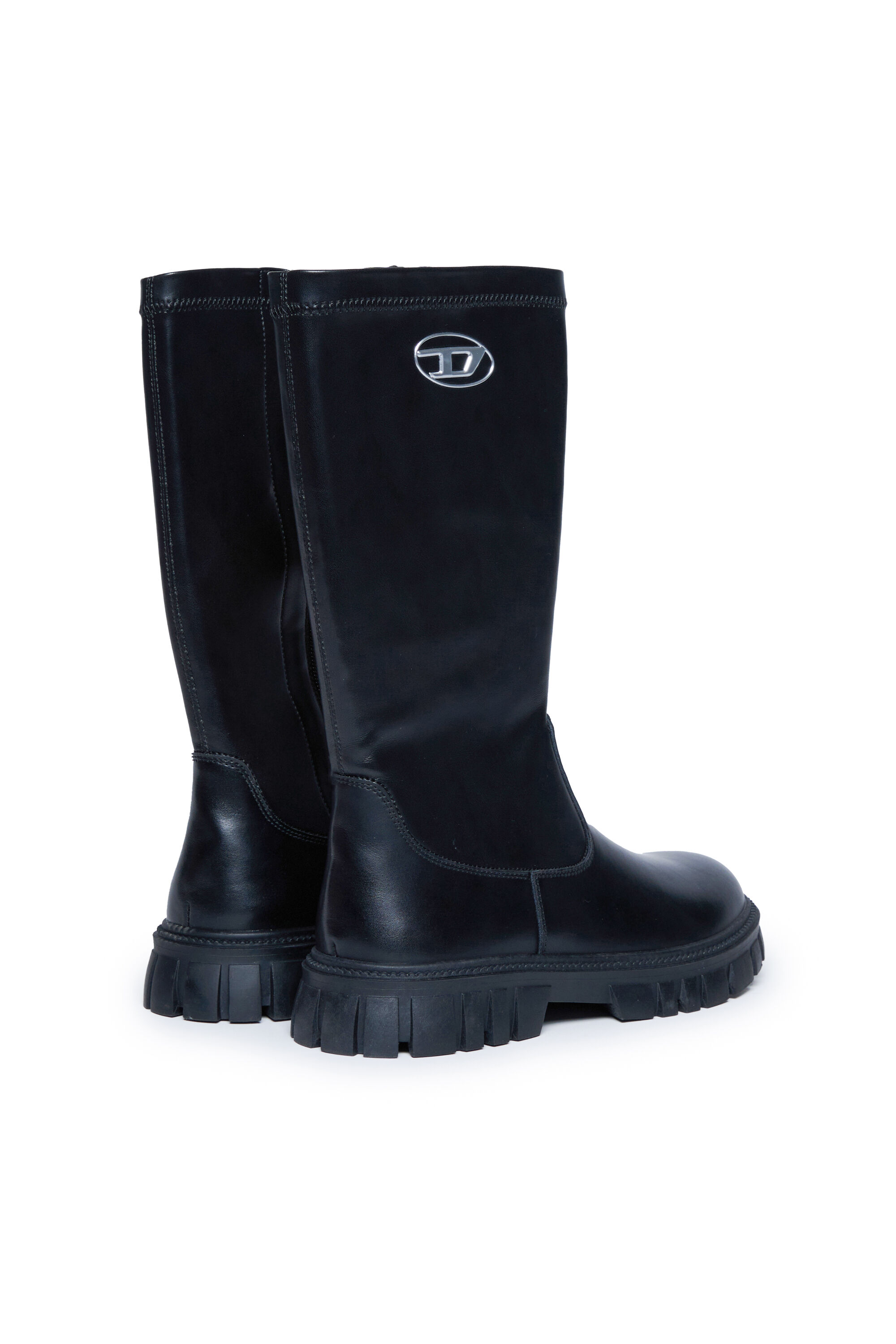 Diesel - D-HAMMER KNT, Unisex Kniehohe Boots aus Leder in Schwarz - 3