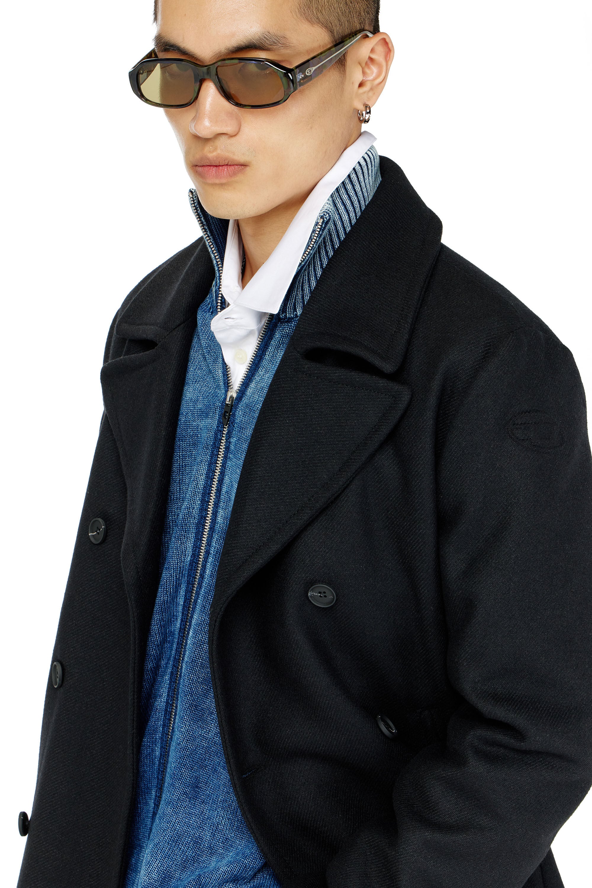 Diesel - W-HALEY-WRD, Herren Cabanjacke aus gefilztem Wollgemisch in Schwarz - 5