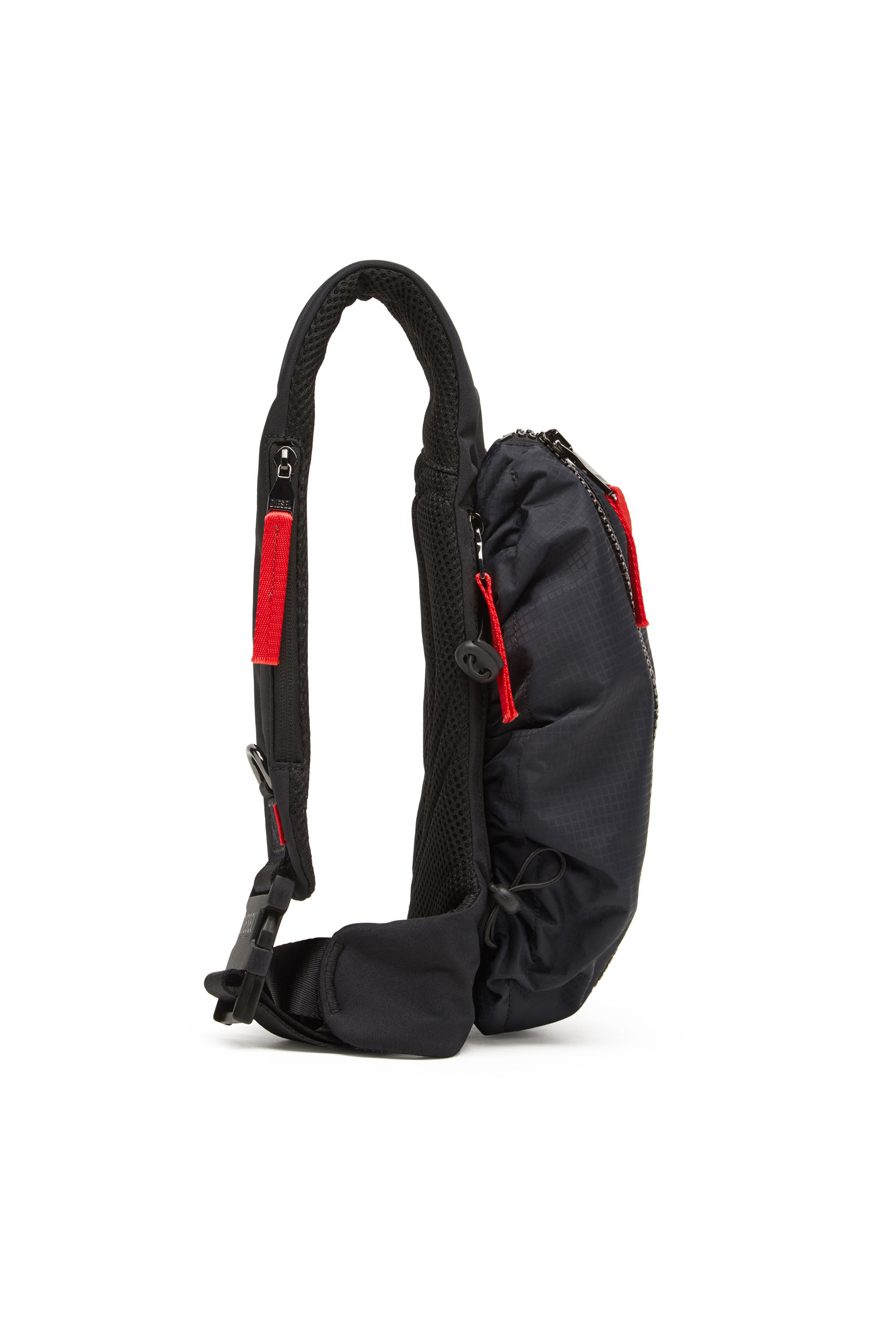 Herren Zip D Sling Tasche aus kariertem Jacquard Shell Schwarz Diesel