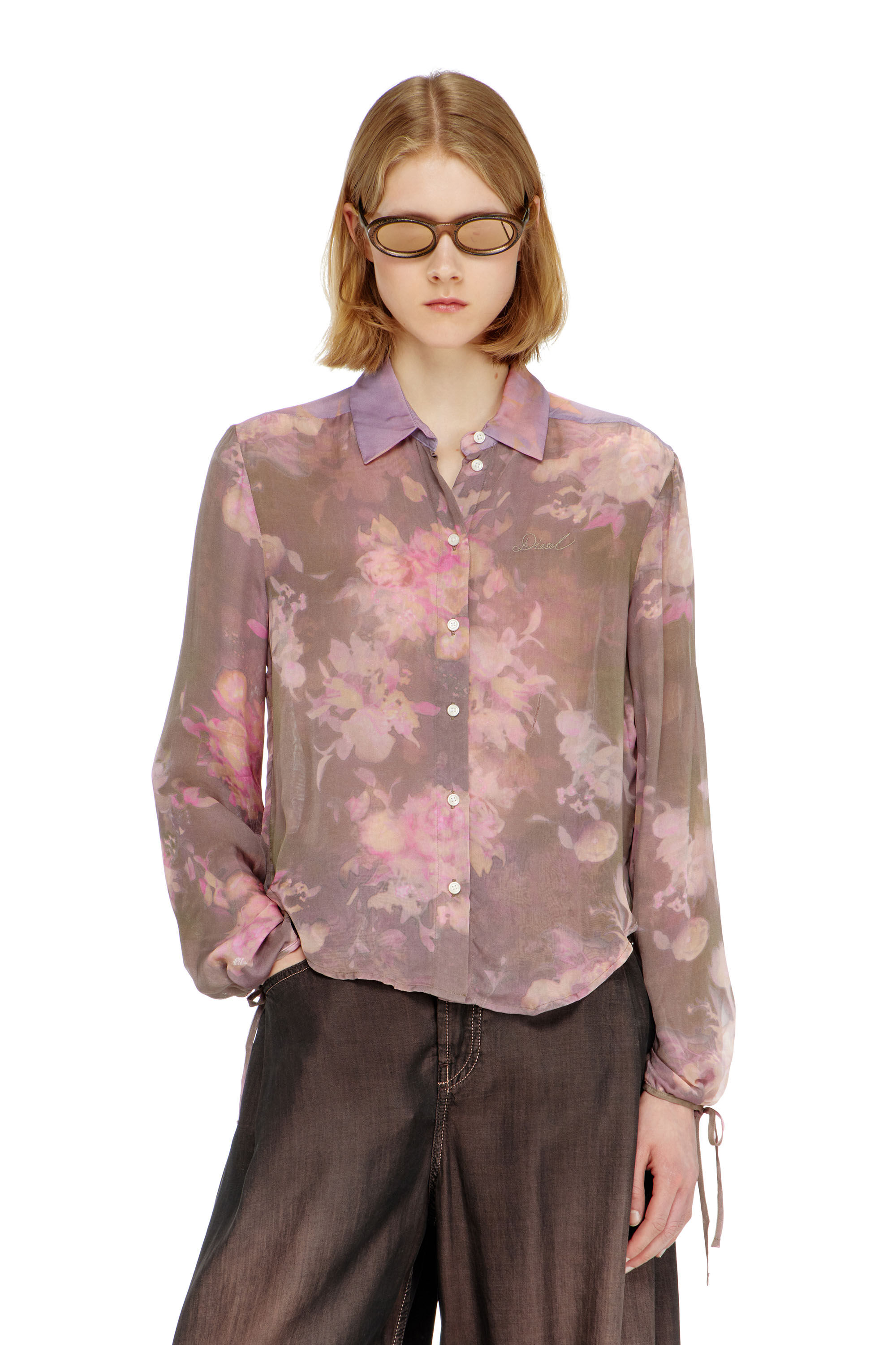 Diesel - C-LEVER, Damen Chiffon-Bluse mit all-over Blumenprint in null - 3