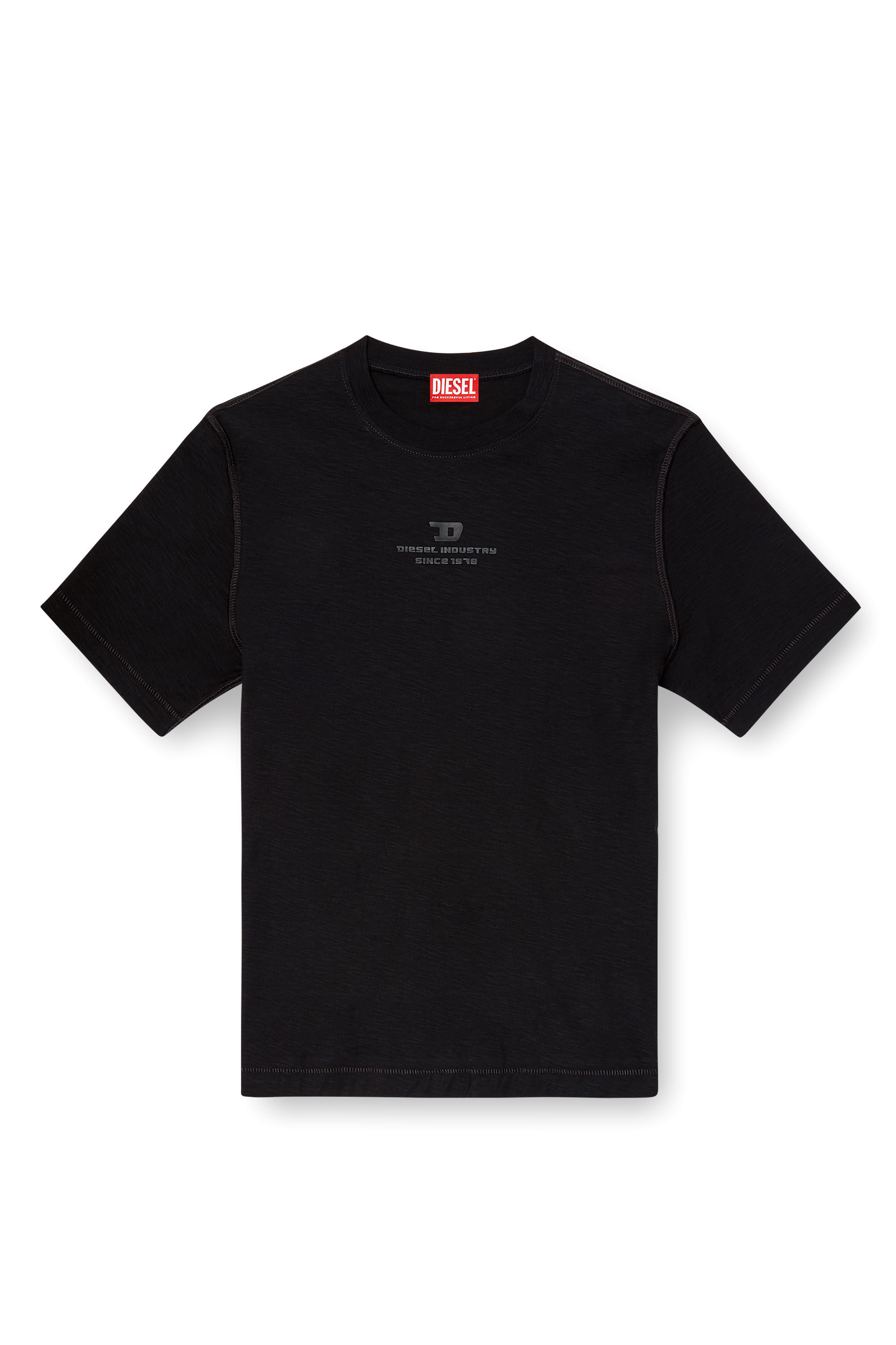 Diesel - T-ADJUST-R10, Herren Slub-T-Shirt mit Ton in Ton Logo-Print in Schwarz - 2