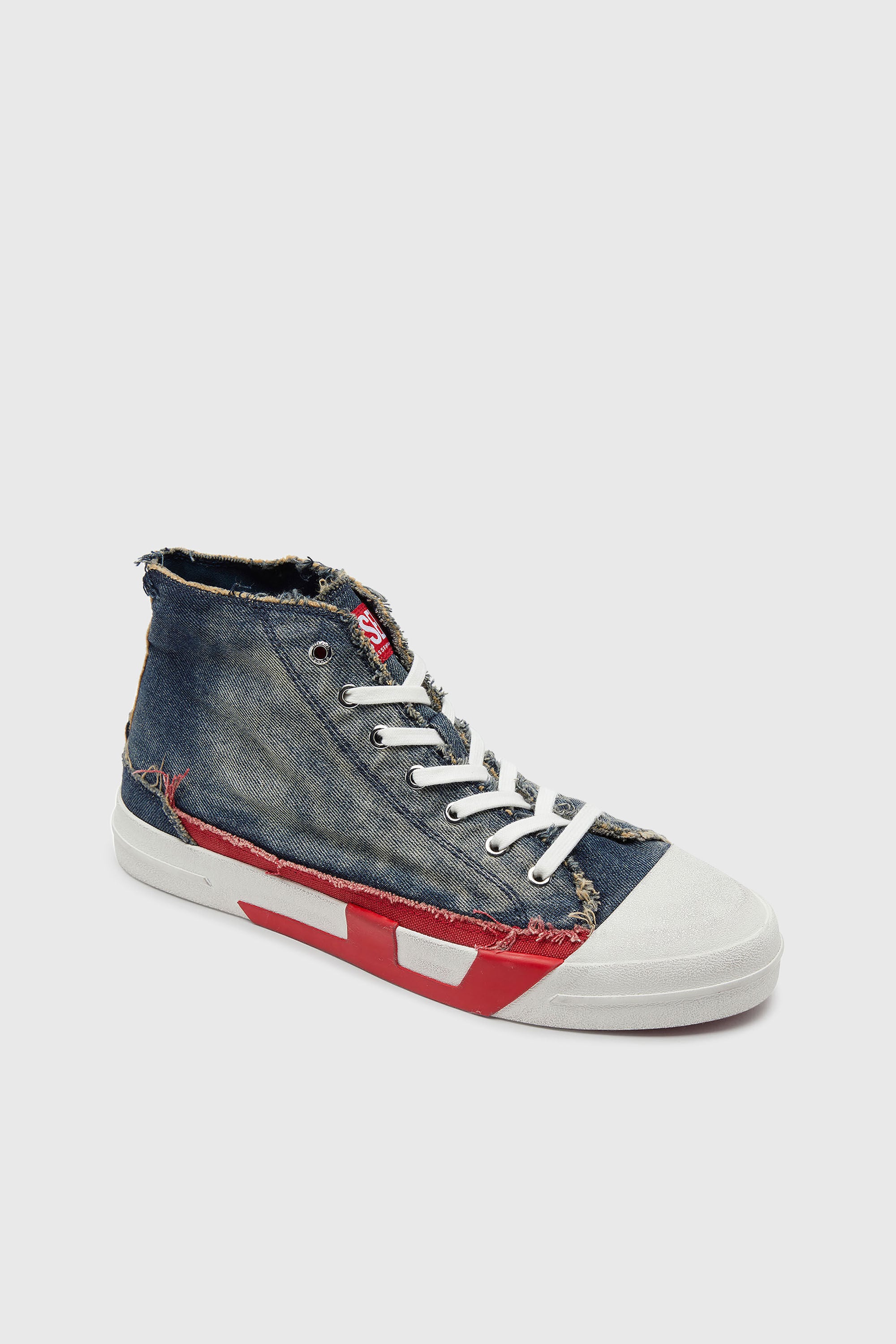 Diesel - S-D-VERSE MID II, Herren D-Verse-High-Top-Sneaker aus Denim mit D-Logo in Blau/Rot - 6