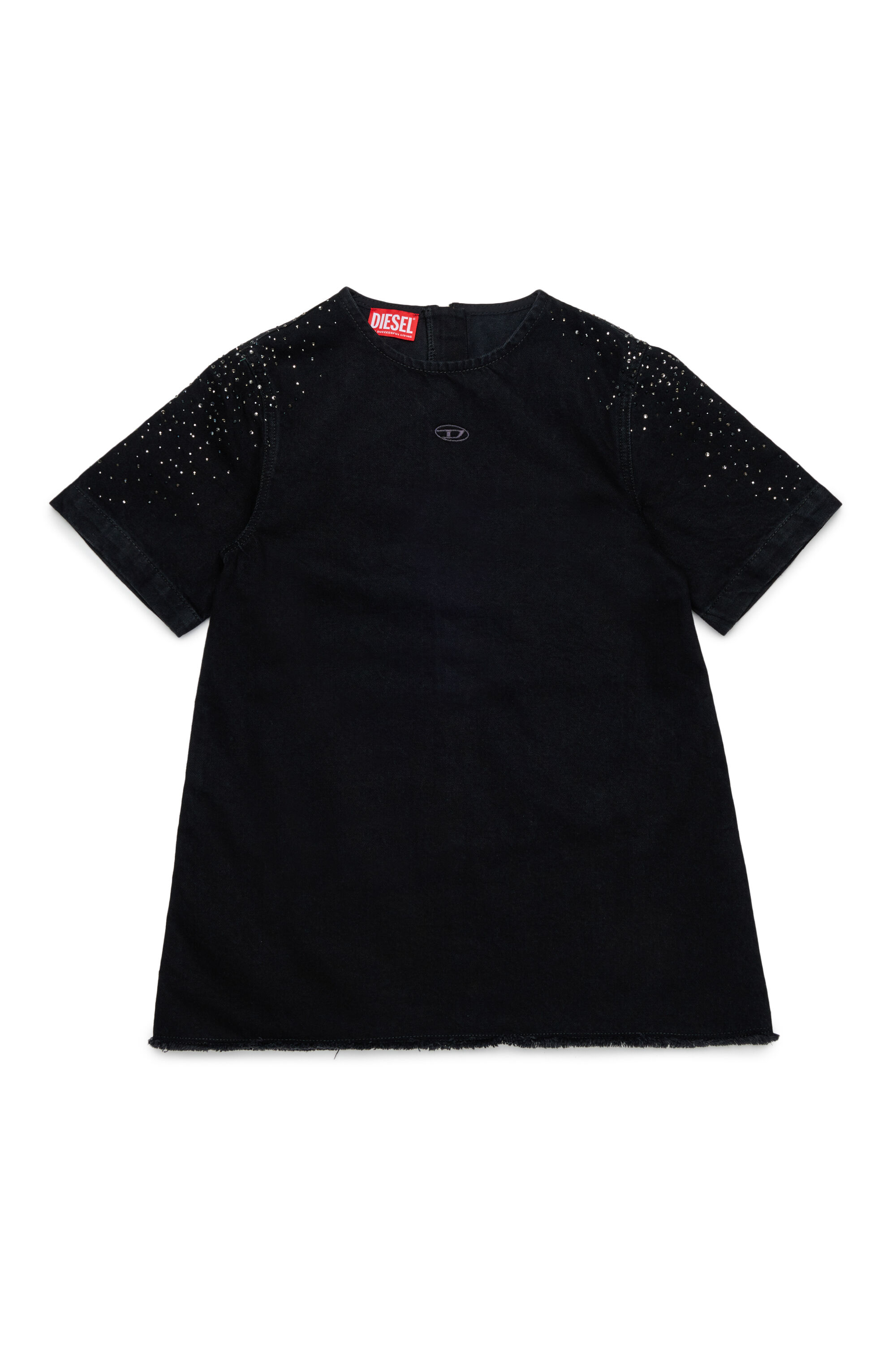 Diesel - DILBY, Damen Rhinestone-embellished T-shirt-Kleid in Schwarz/Dunkelgrau - 1