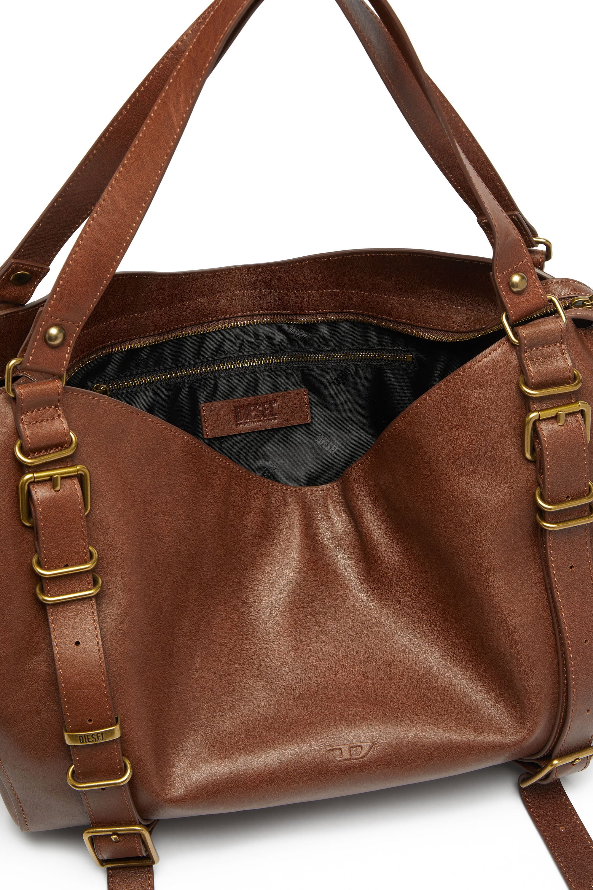 Diesel - D-ONE TOPHANDLE L, Unisex D-One-Large Henkeltasche aus behandeltem Leder in Braun - 3