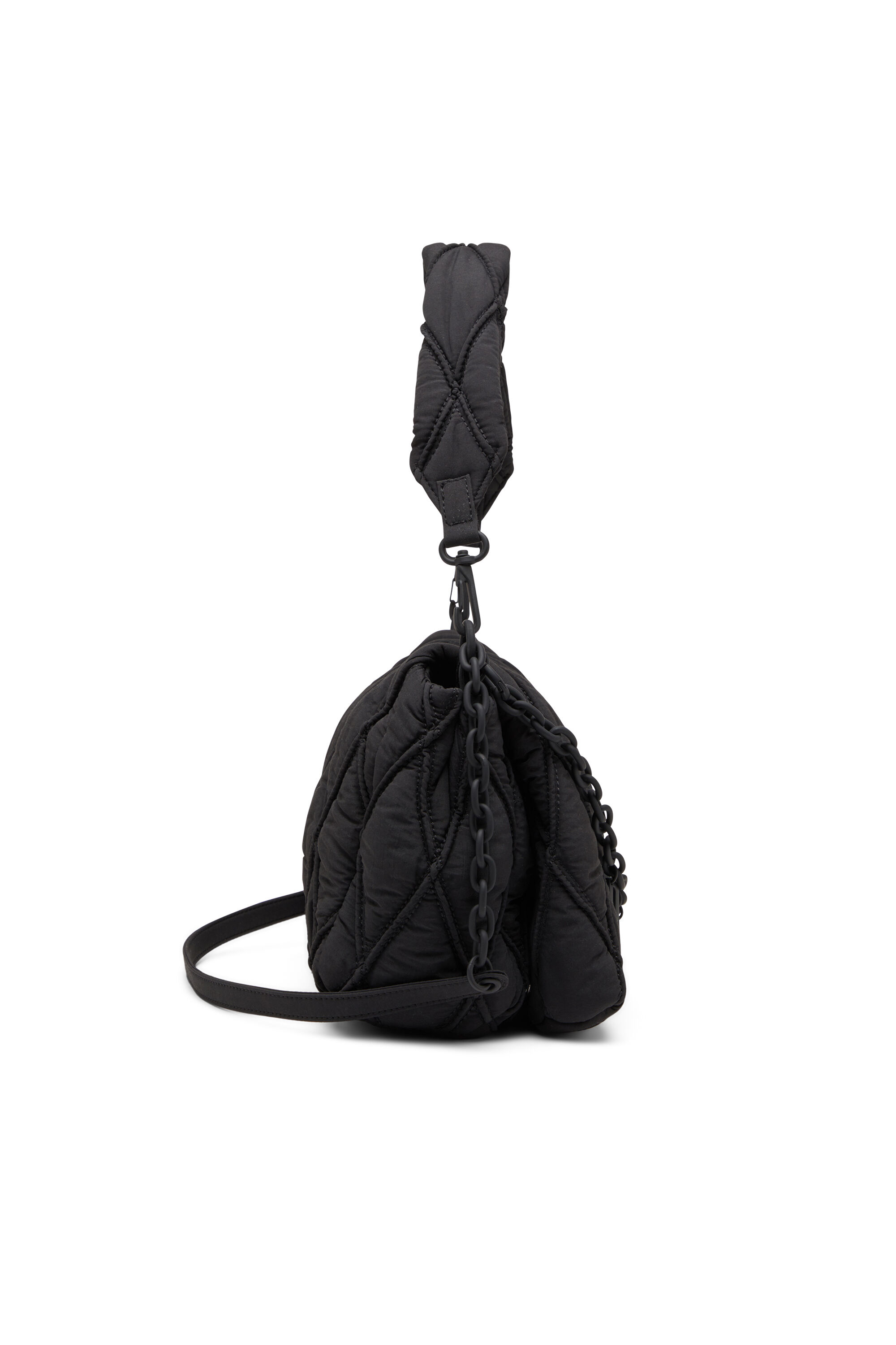 Diesel - CHARM-D SHOULDER M, Damen Charm-D-M-Schultertasche aus gestepptem Nylon in Schwarz - 4