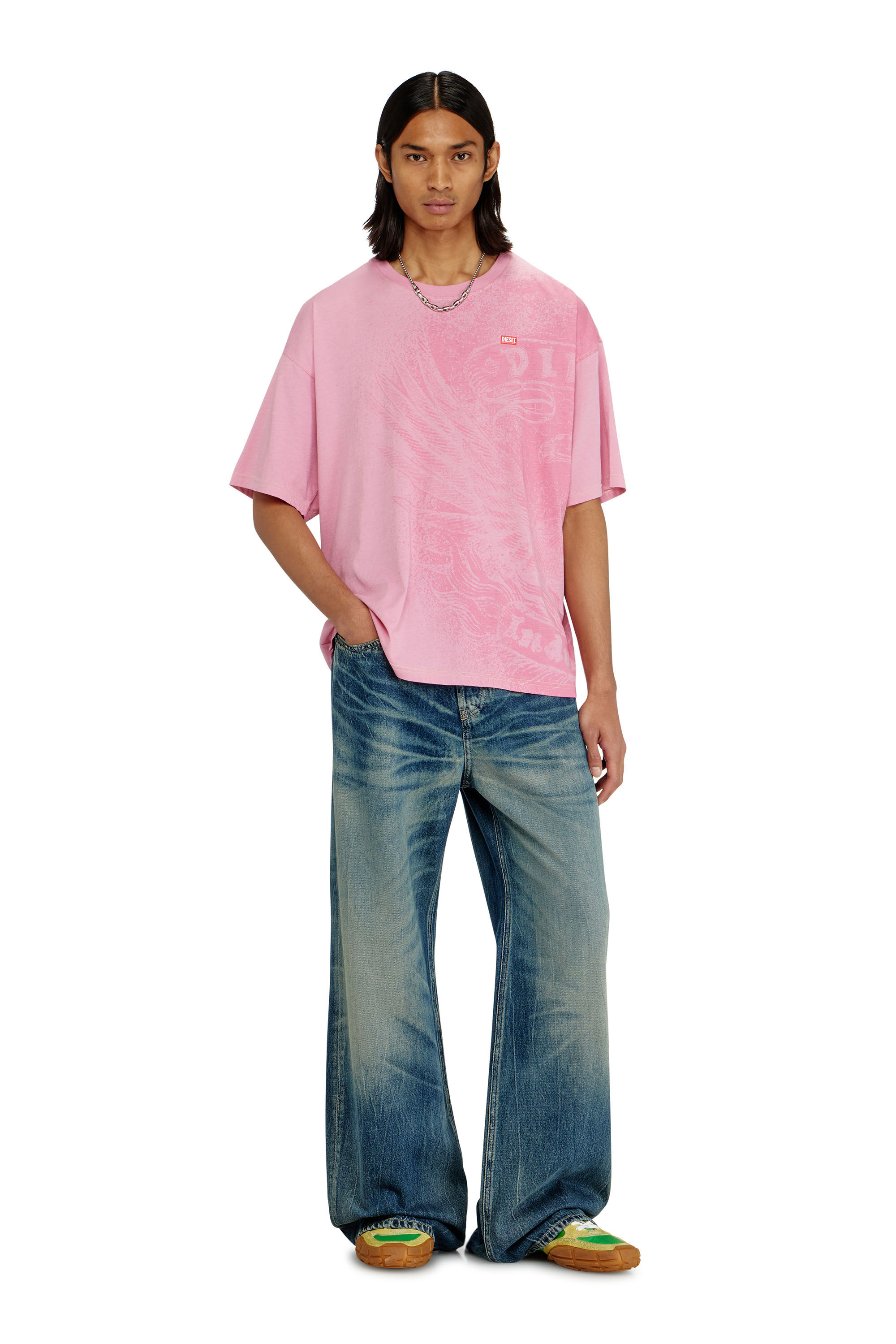 Diesel - T-BOXT-AA3, Herren Locker geschnittenes T-Shirt mit Pigmentdruck in Rosa - 1