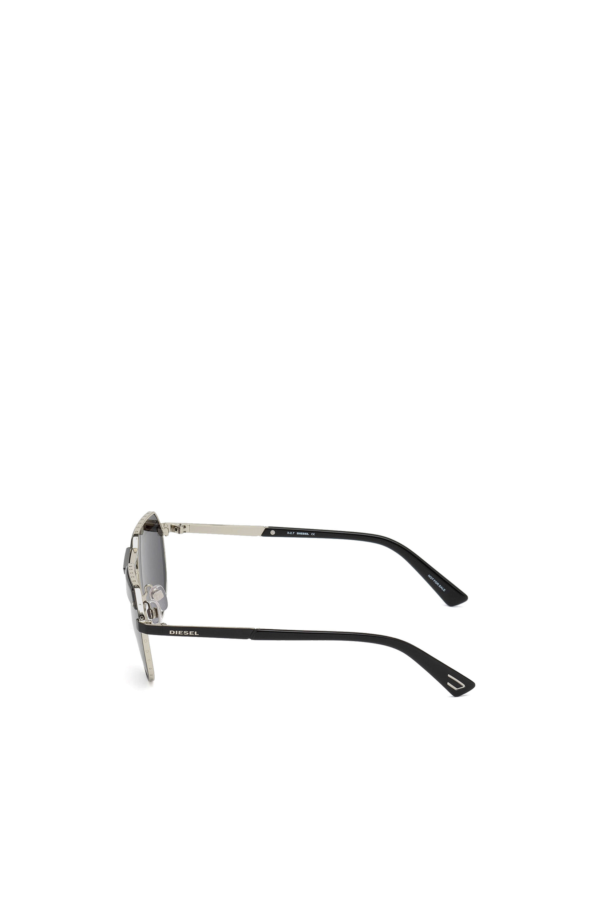 Diesel - DL0260, Unisex Sechseckige Sonnenbrille mit eingearbeitetem Steg in Schwarz - 4