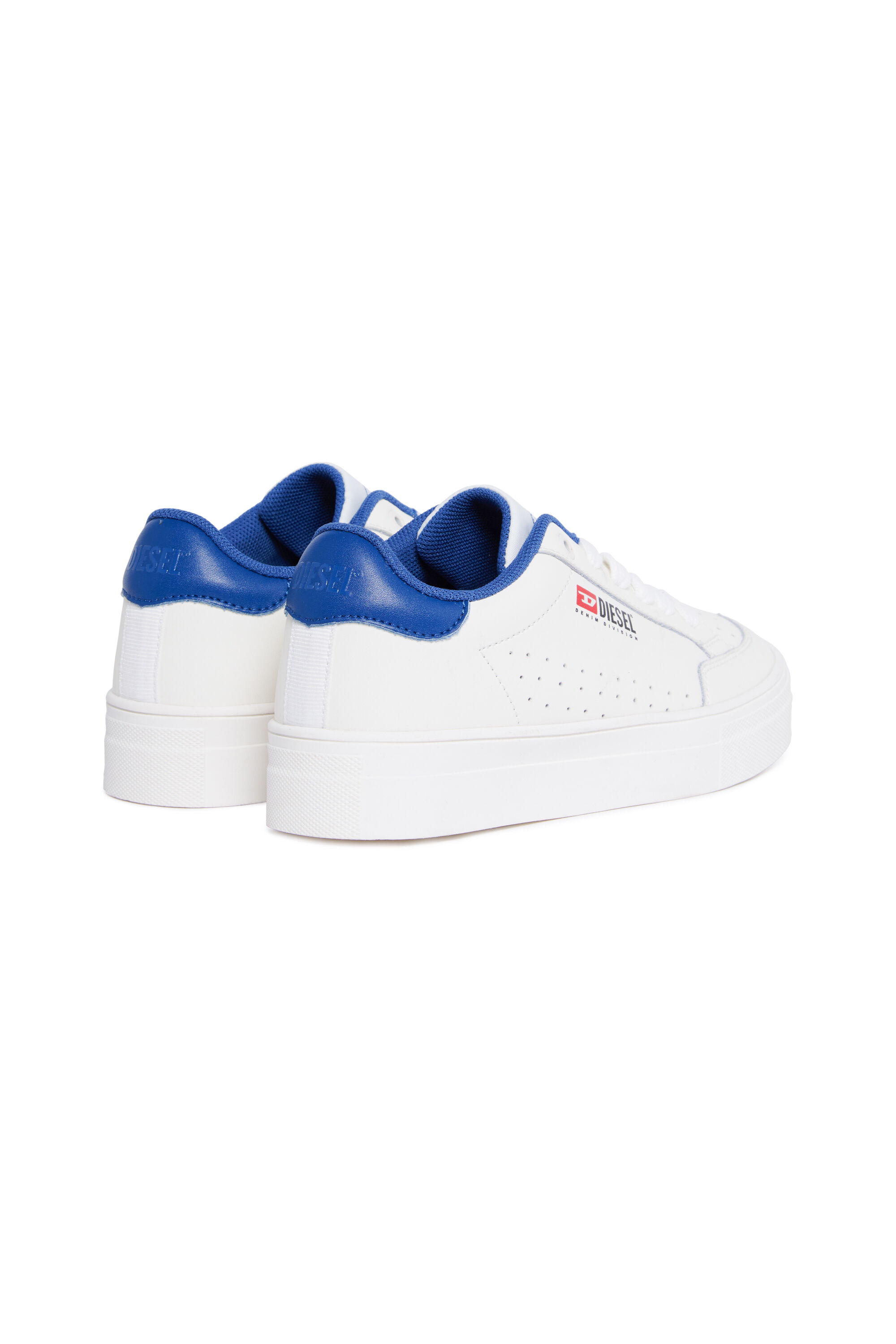 Diesel - S-VANEELA VTG, Unisex Sneakers aus perforiertem Leder in Weiss/Blau - 3