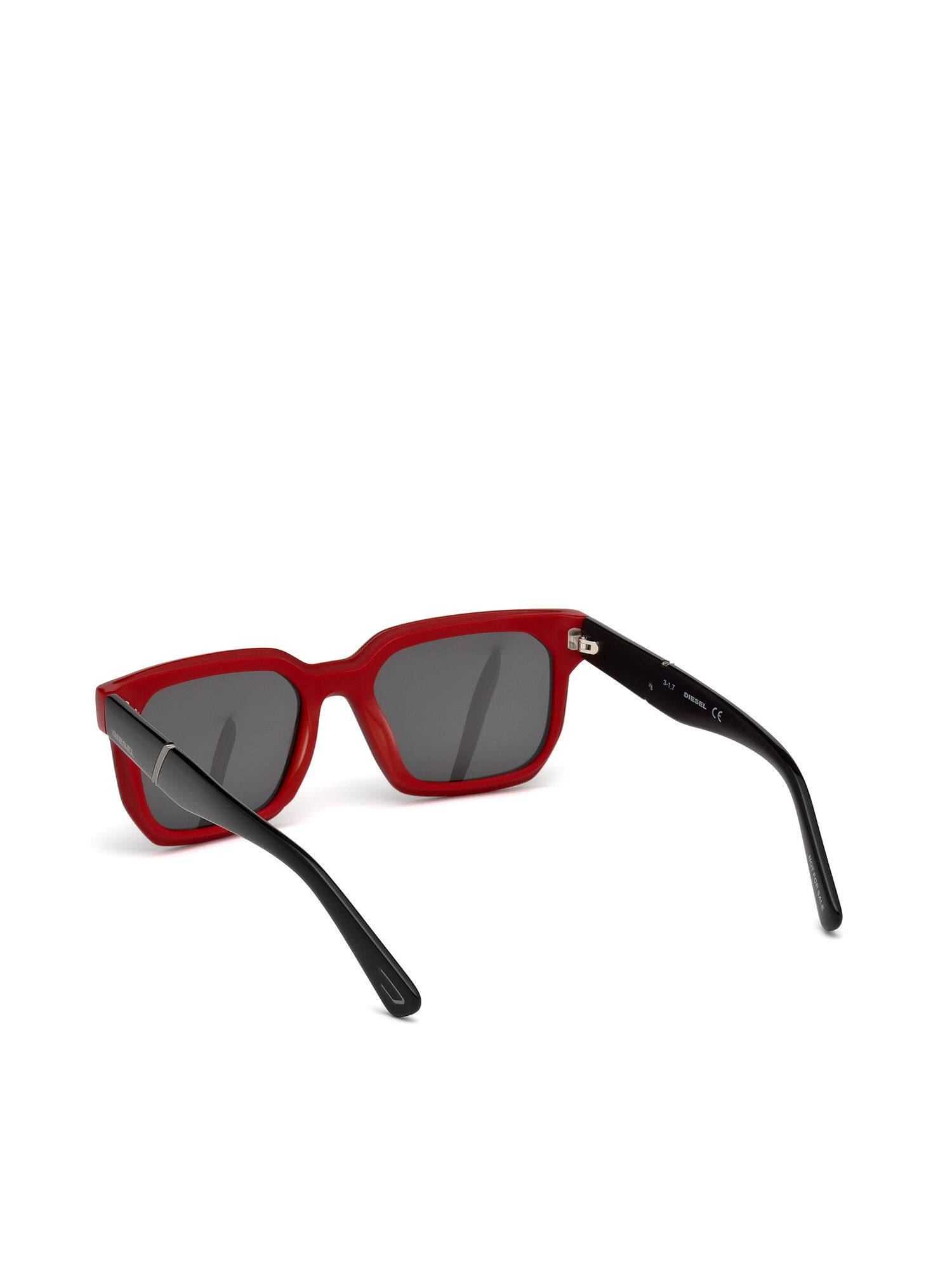 Diesel - DL0253, Herren Sonnenbrille mit gerieftem Finish auf der Innenseite in Schwarz/ Rot - 2