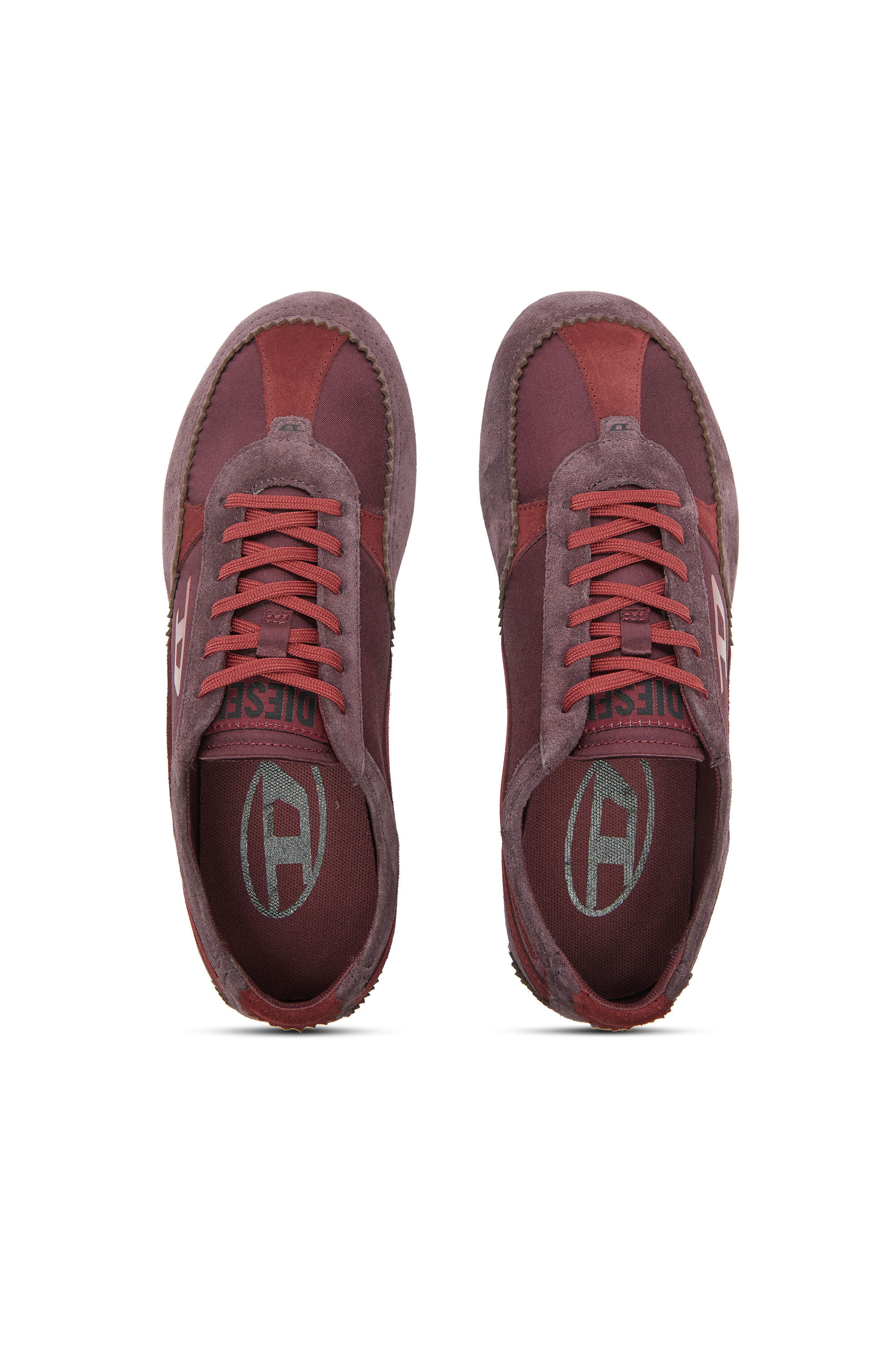 Diesel - D-MILE LOW II W, Damen D-Mile &ndash; Flat-Sneakers mit Wildleder-Overlays in Burgunderrot - 4