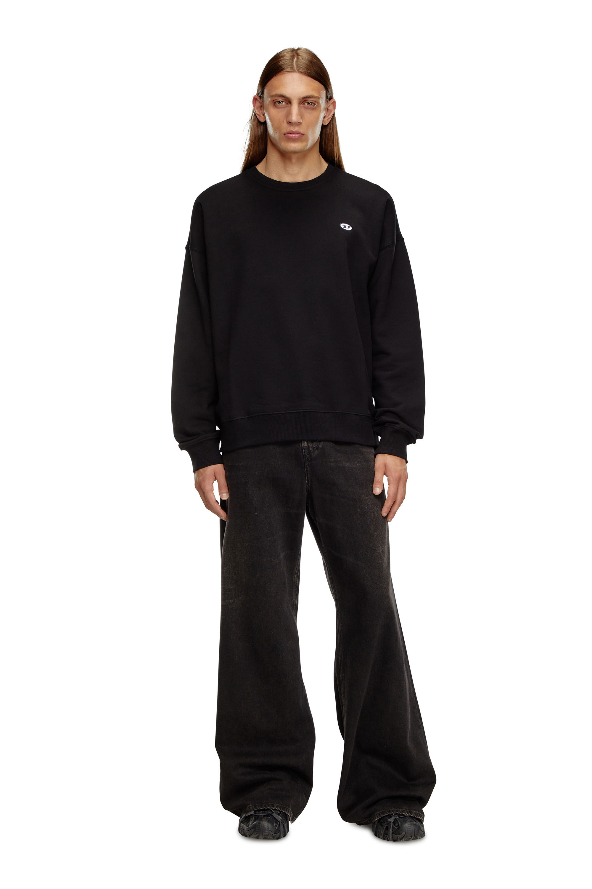 Diesel - S-ROB-DOVAL-PJ, Herren Sweatshirt mit oval D-Patch in Schwarz - 1