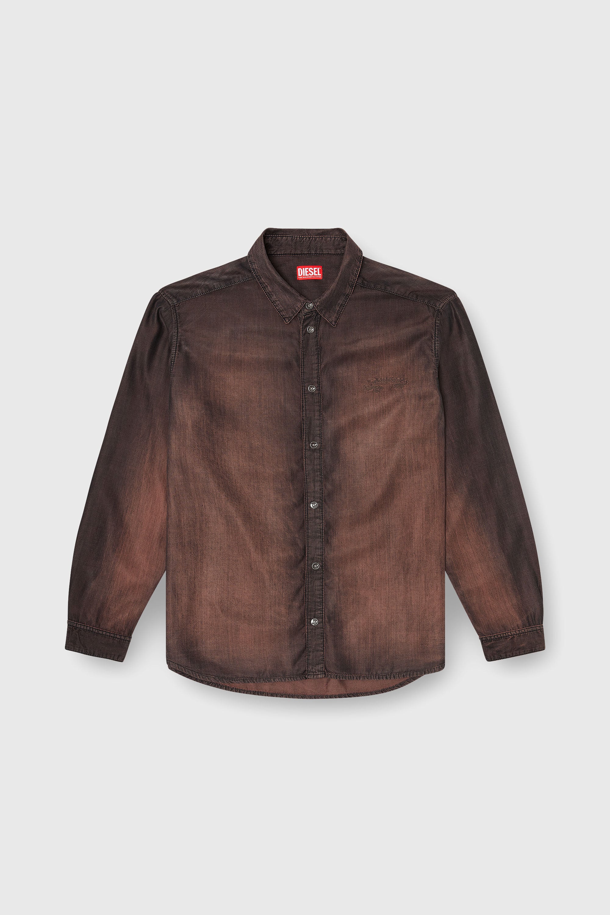 Diesel - D-SIMPLY-S16, Herren Hemd aus flie&szlig;endem, beschichtetem Denim in Braun - 2