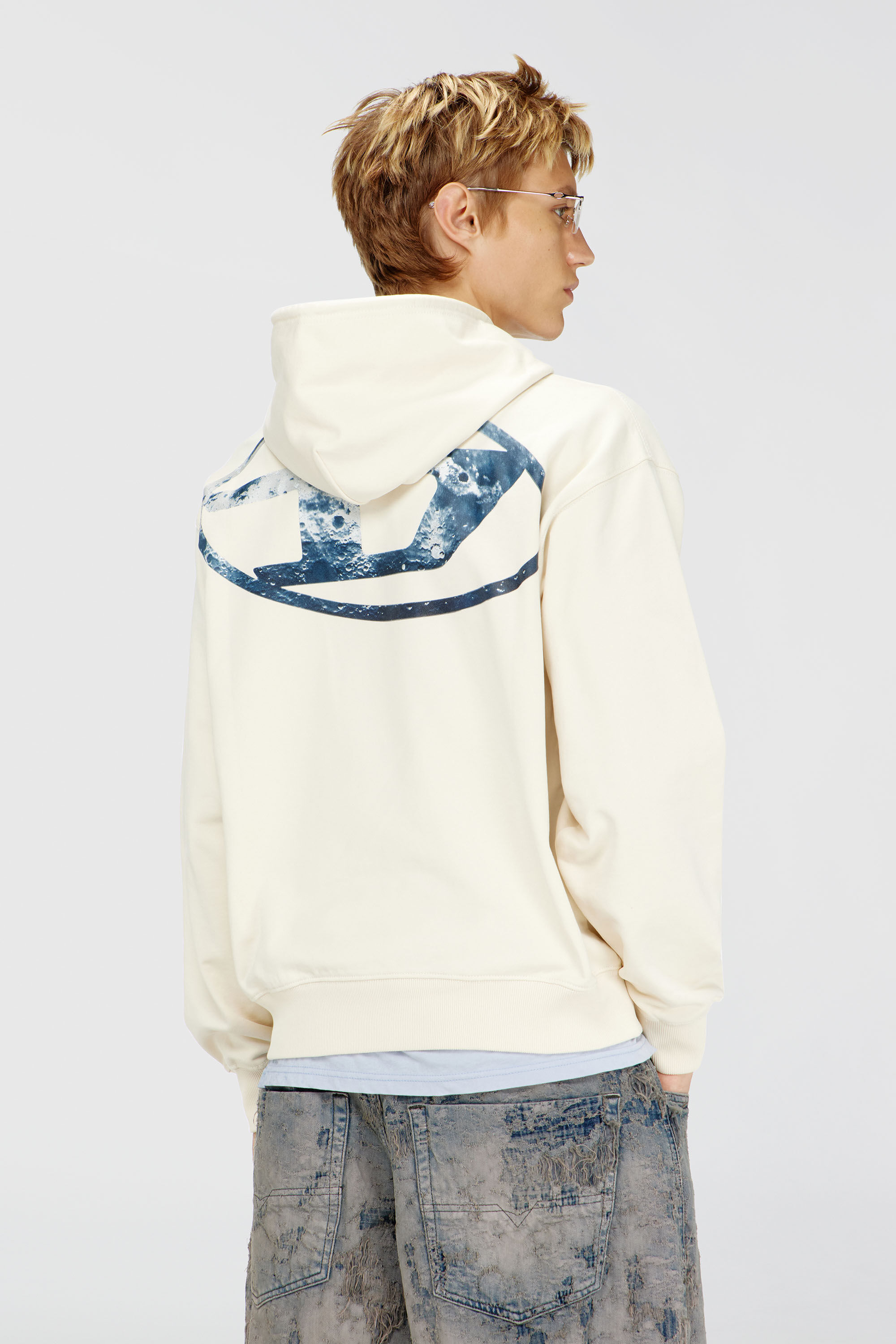 Diesel - S-LUK-H-MOON-T92, Herren Hoodie mit Oval D Logo in Wei&szlig; - 4