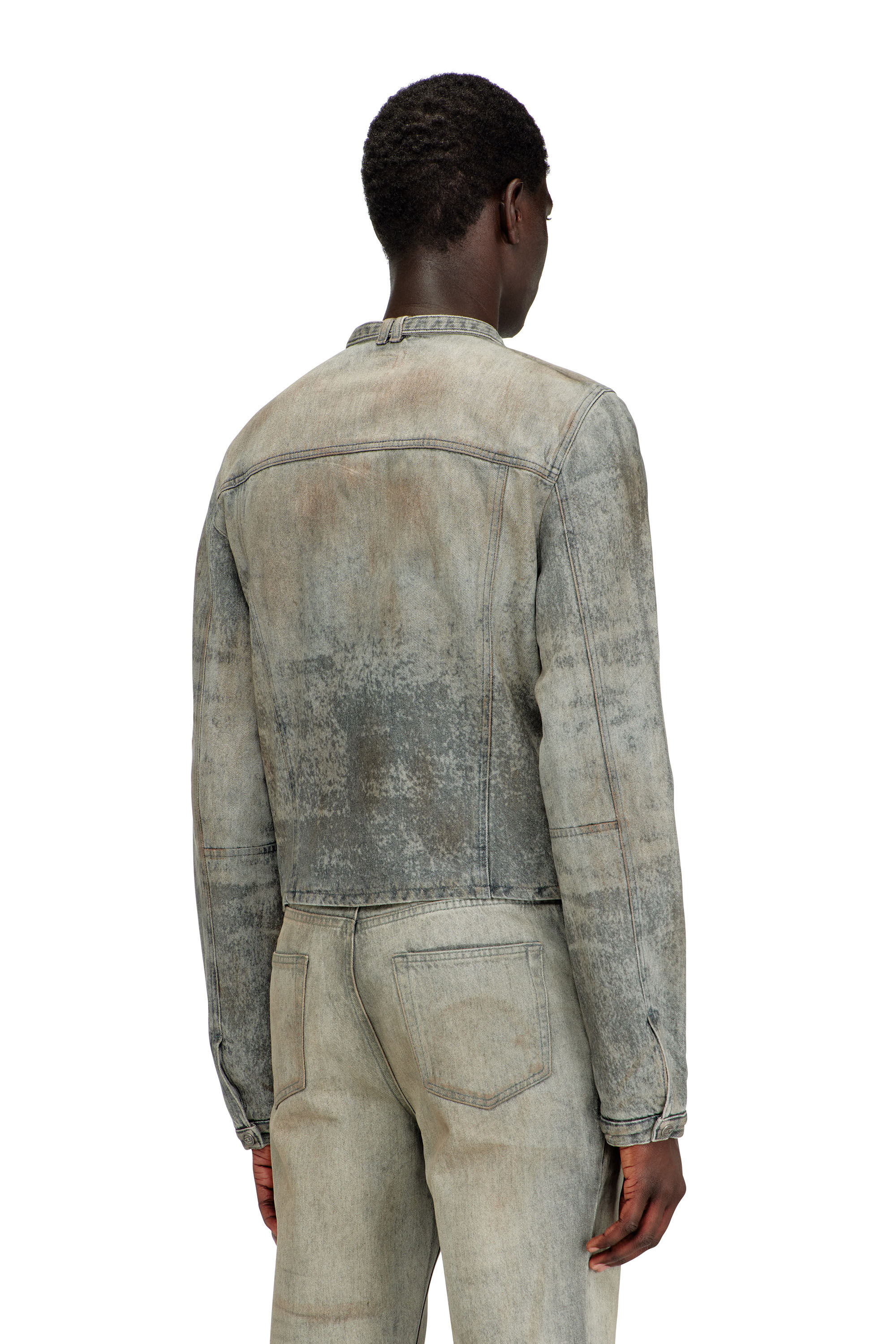 Diesel - D-VULMAR-FSI, Herren Jacke aus Baumwoll-Hanf-Satin-Denim in Grau - 4