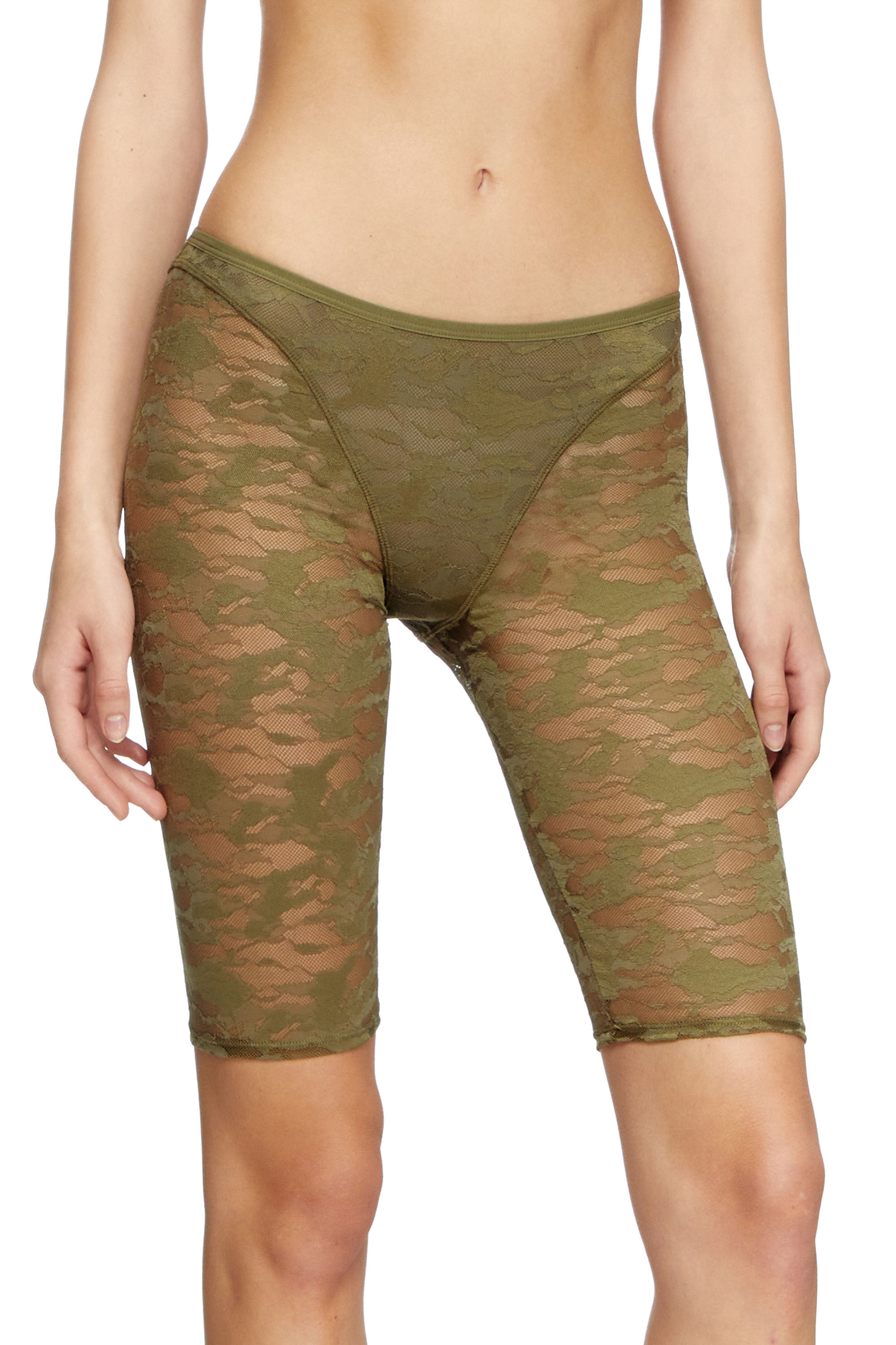 Diesel - UFLB-D-OVAL-LACE-SHORT, Damen Camouflage-Spitzen-Shorts mit Oval D-Plakette in Armeegrün - 3