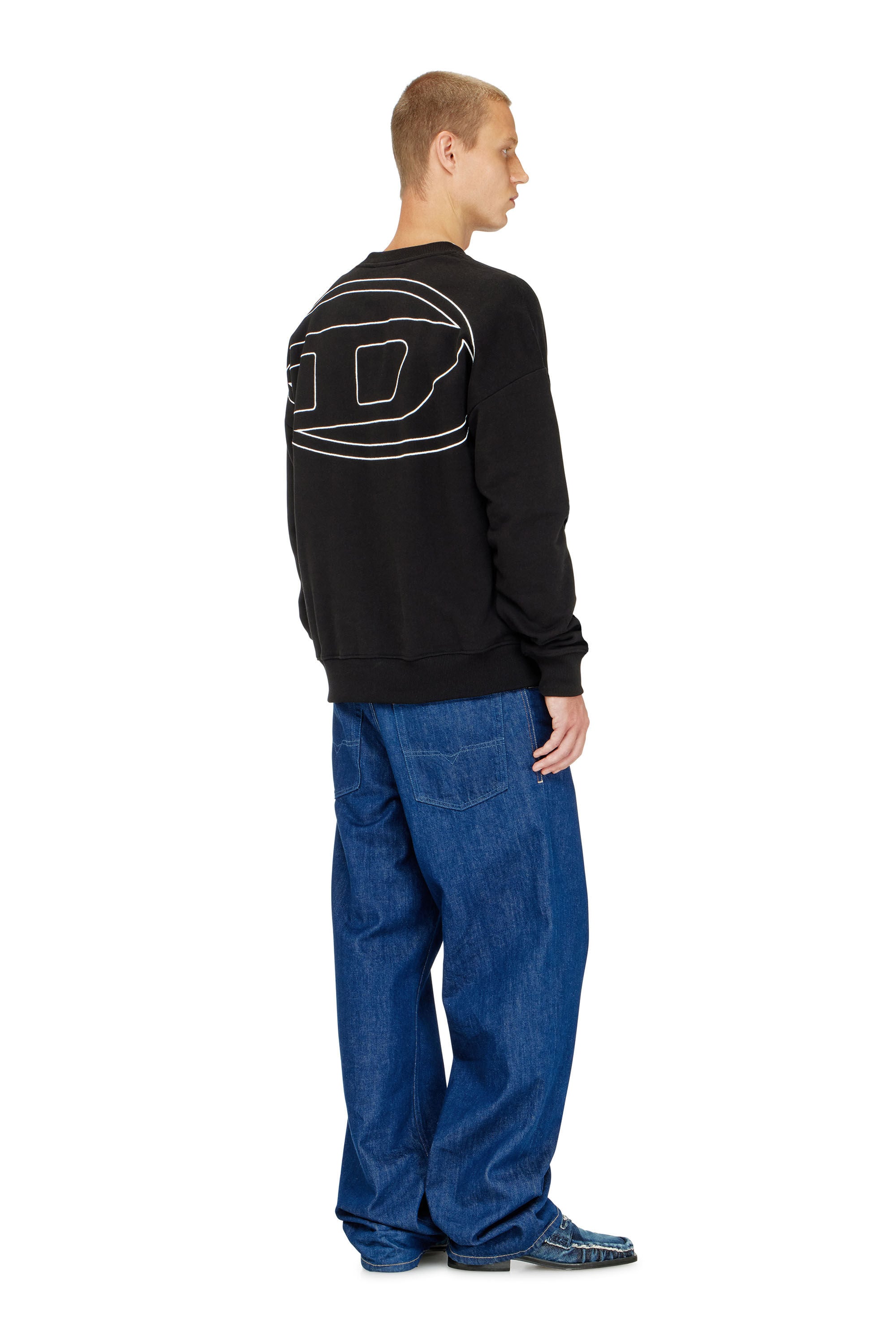 Diesel - S-ROB-MEGOVAL-D, Herren Sweatshirt mit Logo-Stickerei in Schwarz - 1