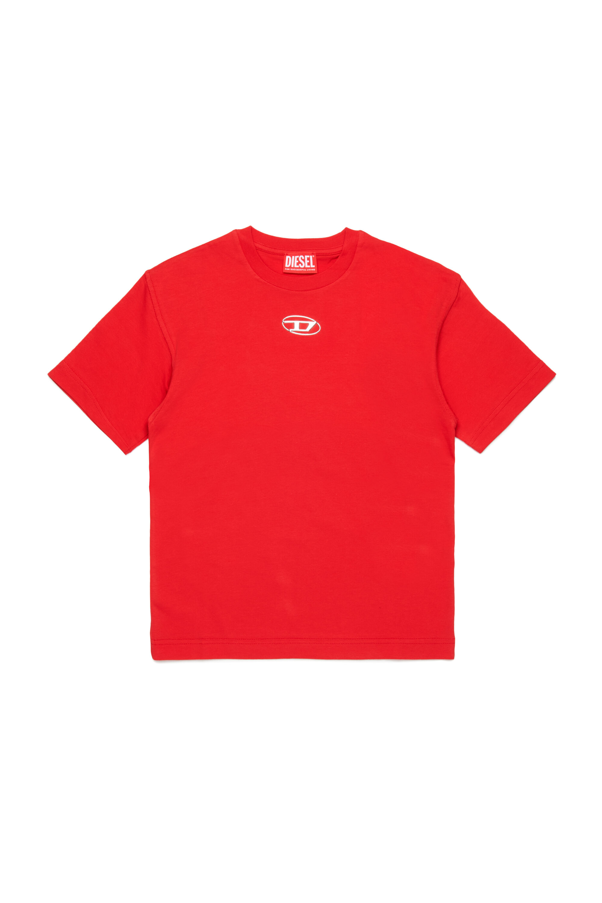 Diesel - TMARCUS OVER, Herren T-Shirt mit metallischem Oval D in Rot - 1