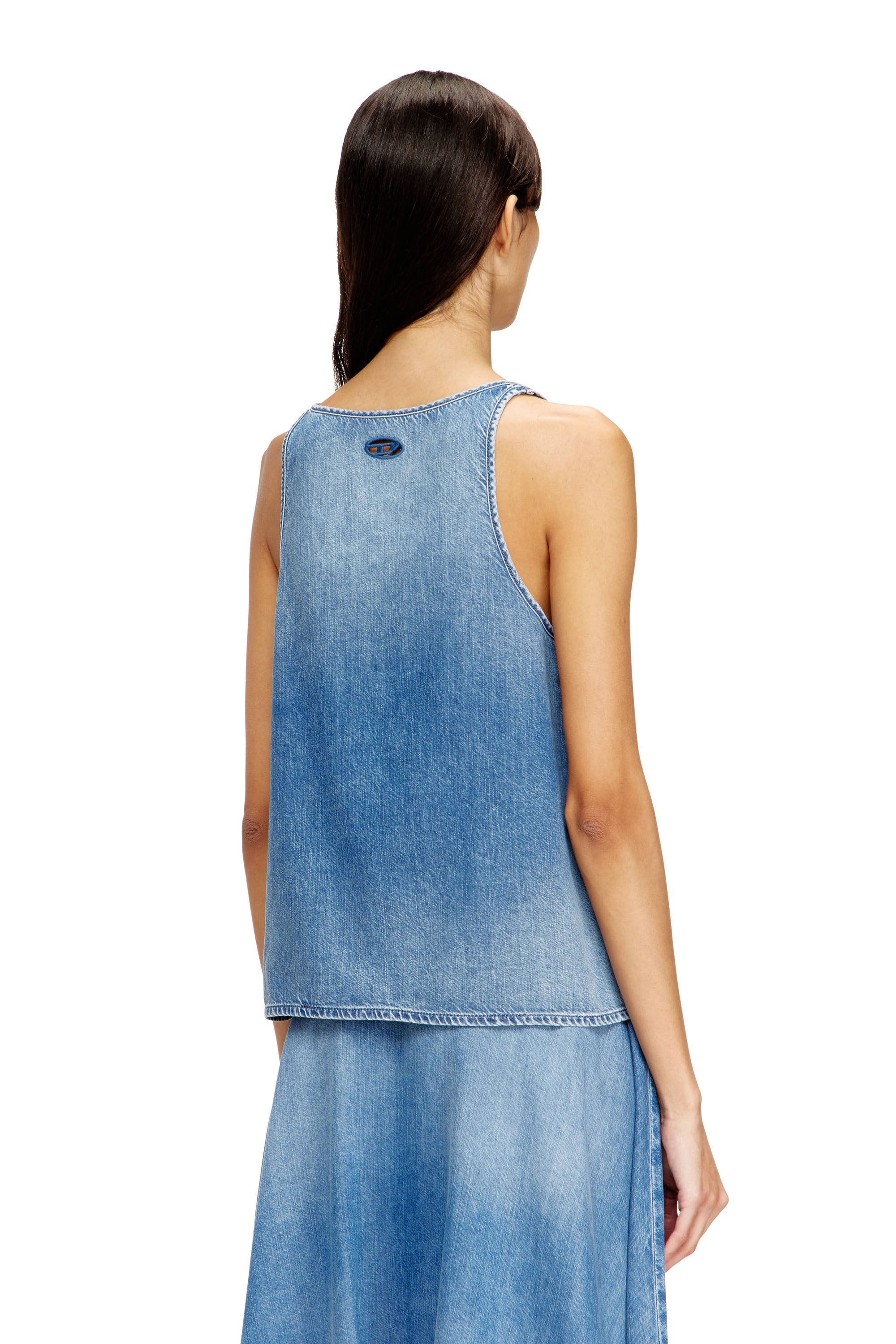 Diesel - DE-MISY-S, Damen Top aus leichtem stonewashed Denim in Hellblau - 4