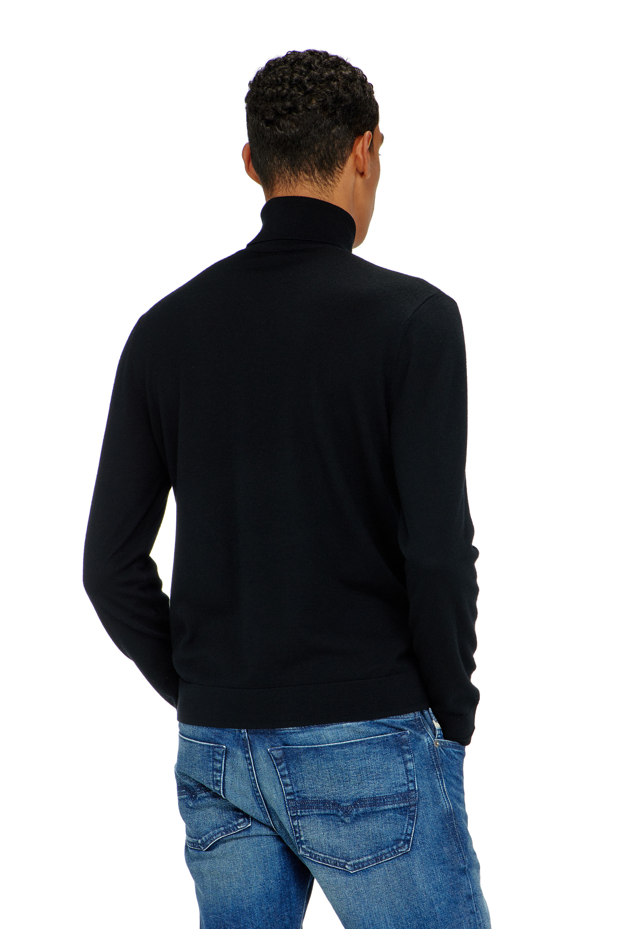 Diesel - K-VARTA, Herren Rollkragenpullover aus Wolle mit Cutout-Logo in Schwarz - 4