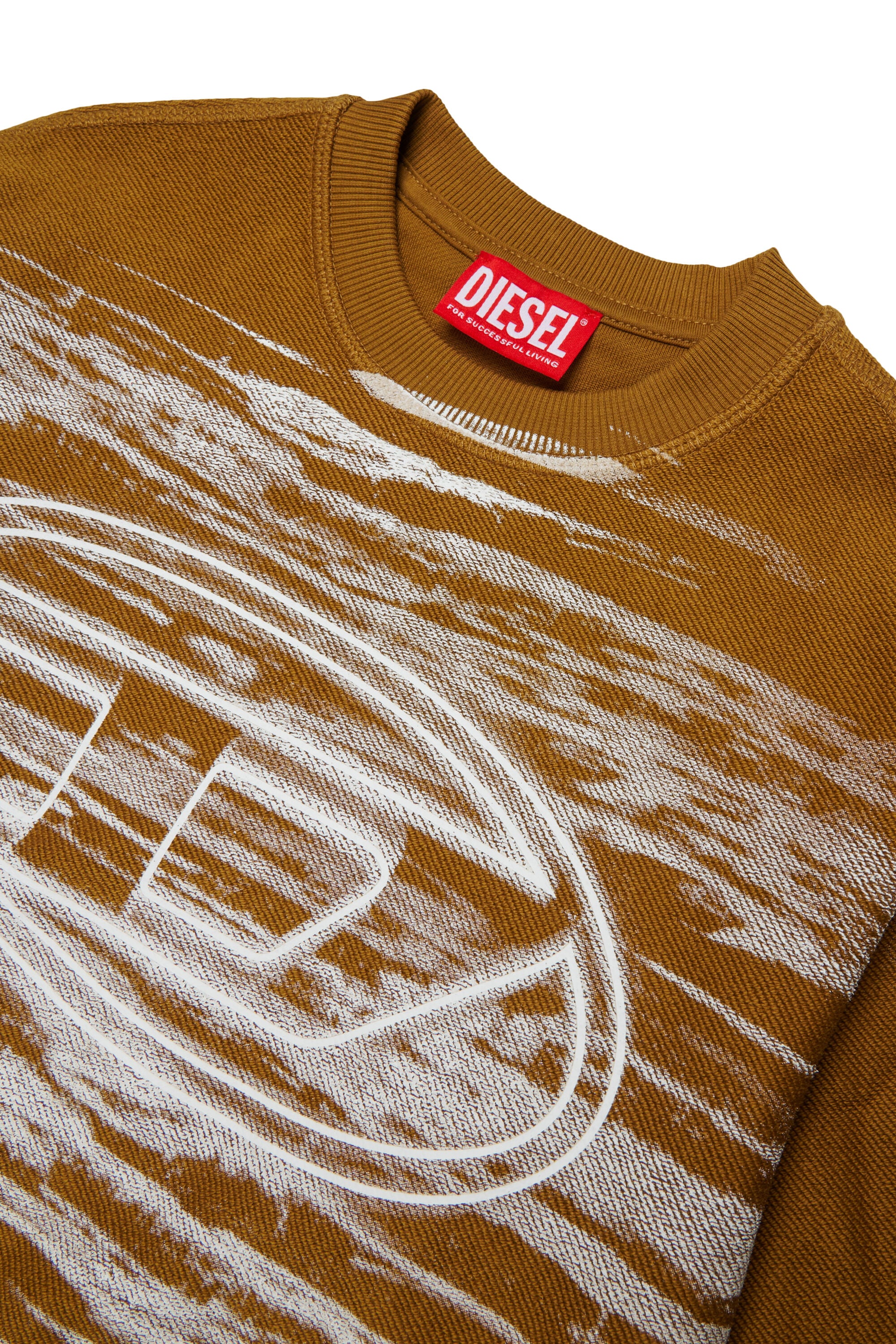 Diesel - SFRIT OVER, Herren Sweatshirt mit Streifen und Oval D Logo in Braun - 3