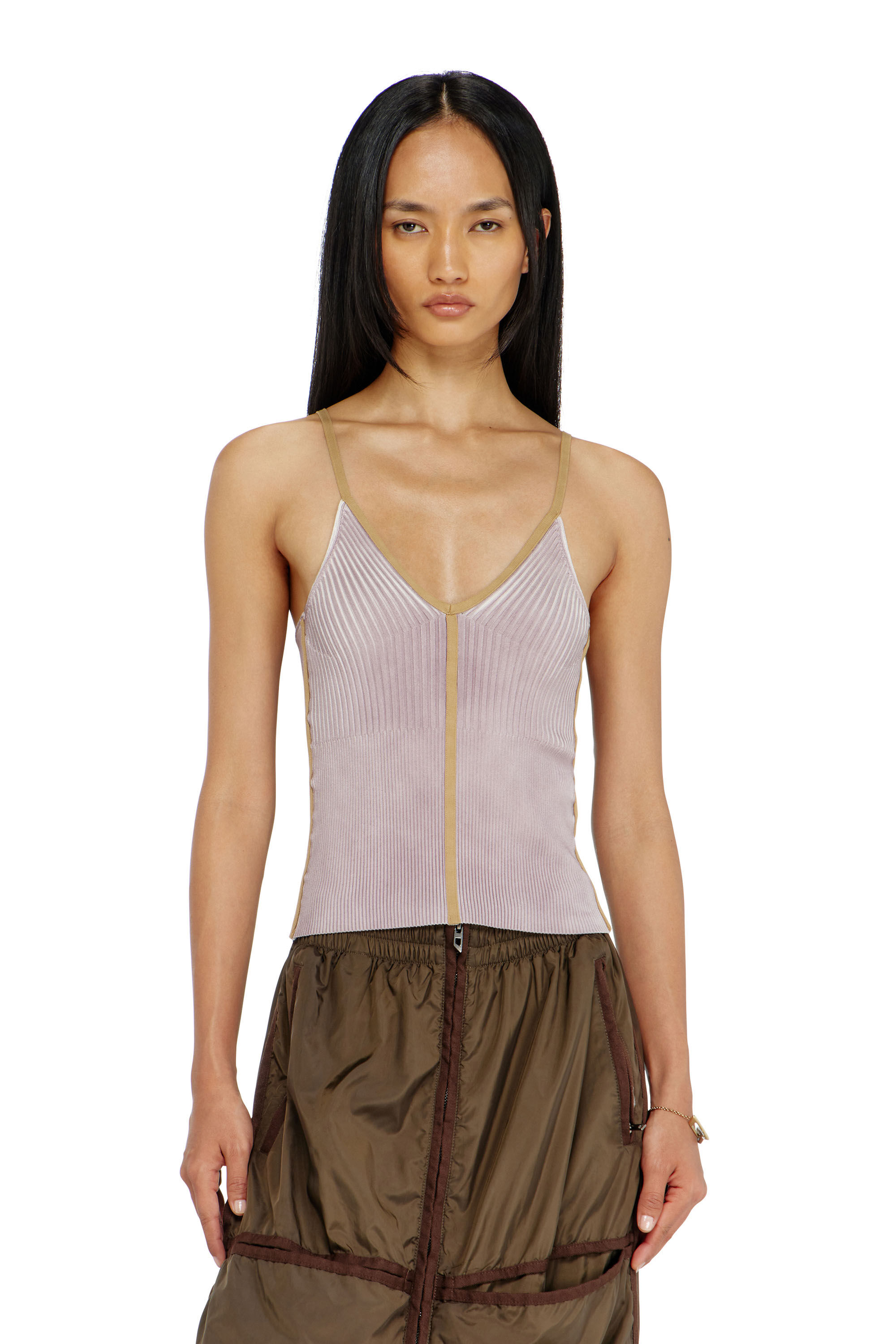 Diesel - M-SARMITE, Damen Rippstrick-Cami-Top mit kontrastierenden B&auml;ndern in null - 3