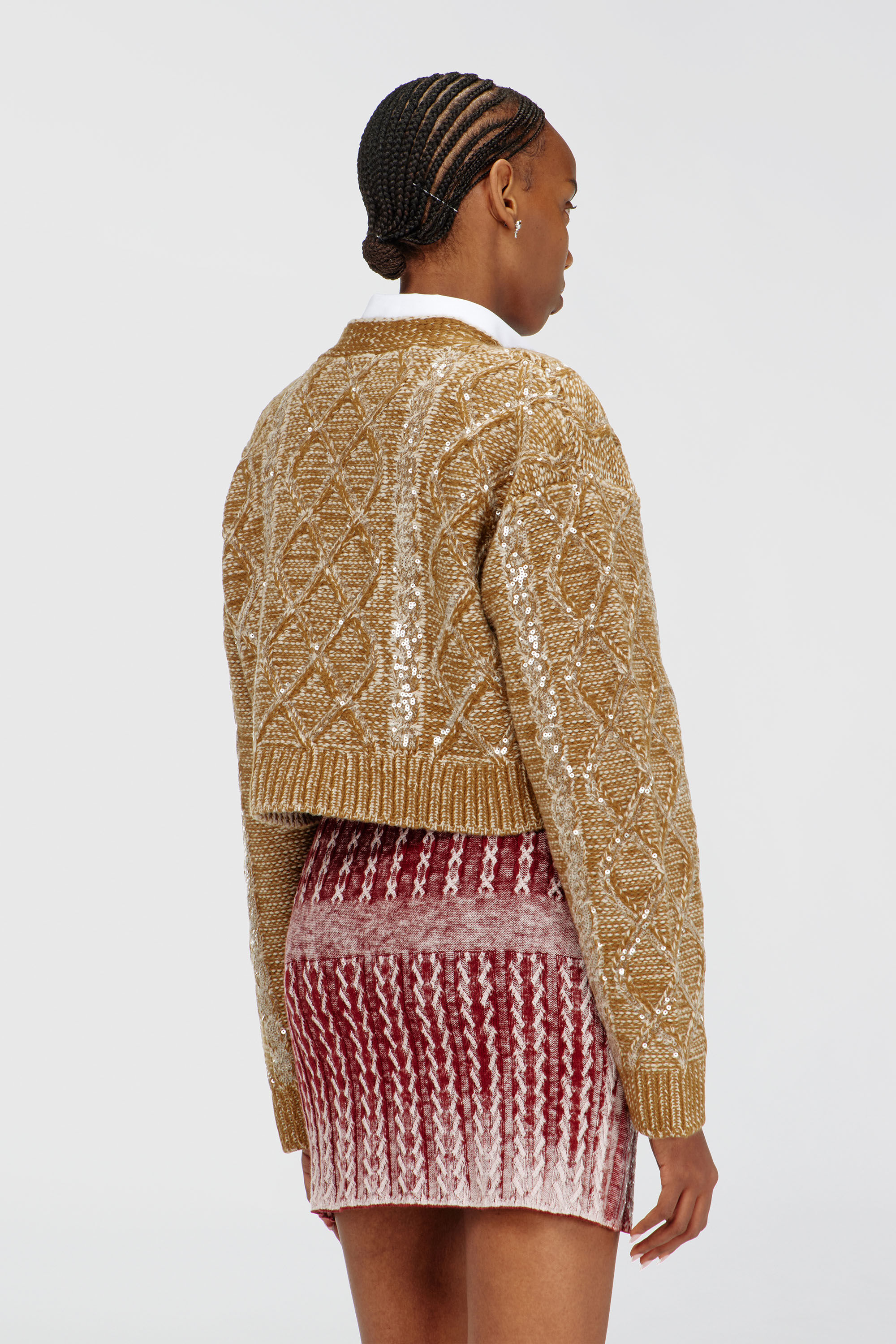 Diesel - M-BRAKY, Damen Wollstrick-Cardigan mit Pailletten in Gold - 4