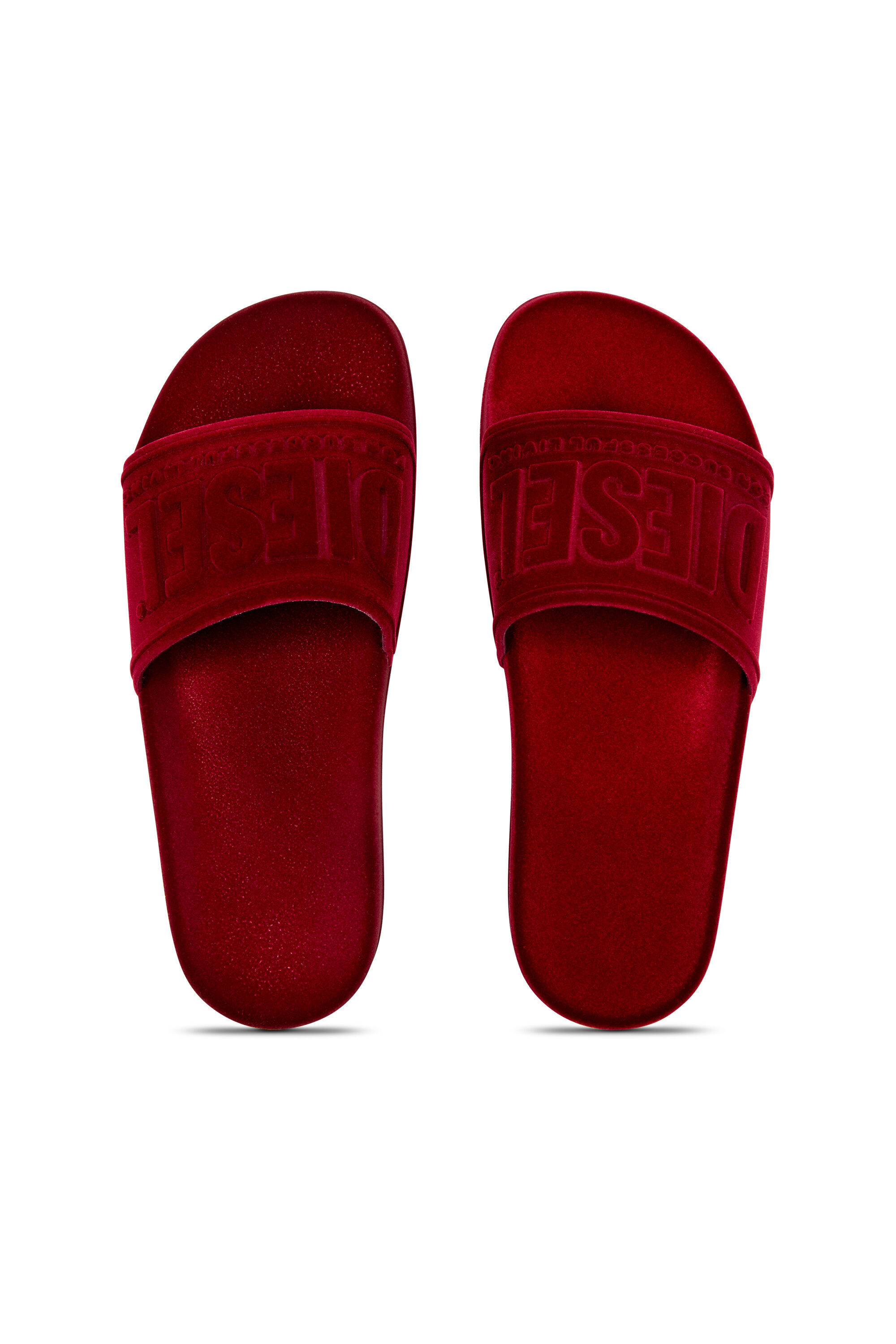 Diesel - SA-MAYEMI CC W, Damen Sa-Mayemi-Poolschlappen mit samtiger Beflockung in Rot - 4