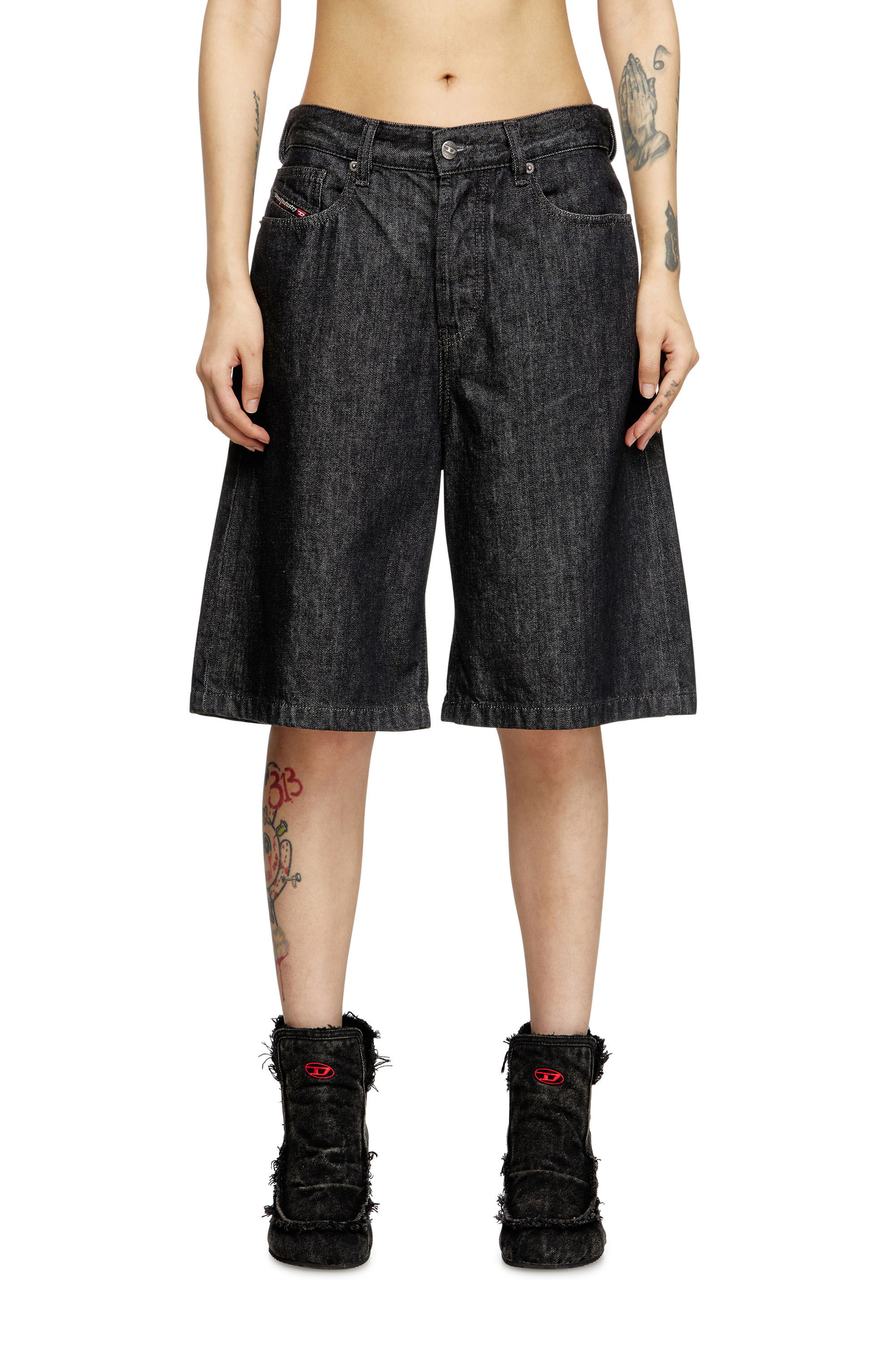 Diesel - DE-SIRE-SHORT, Damen Shorts aus Rinse-Wash-Denim in Schwarz - 3