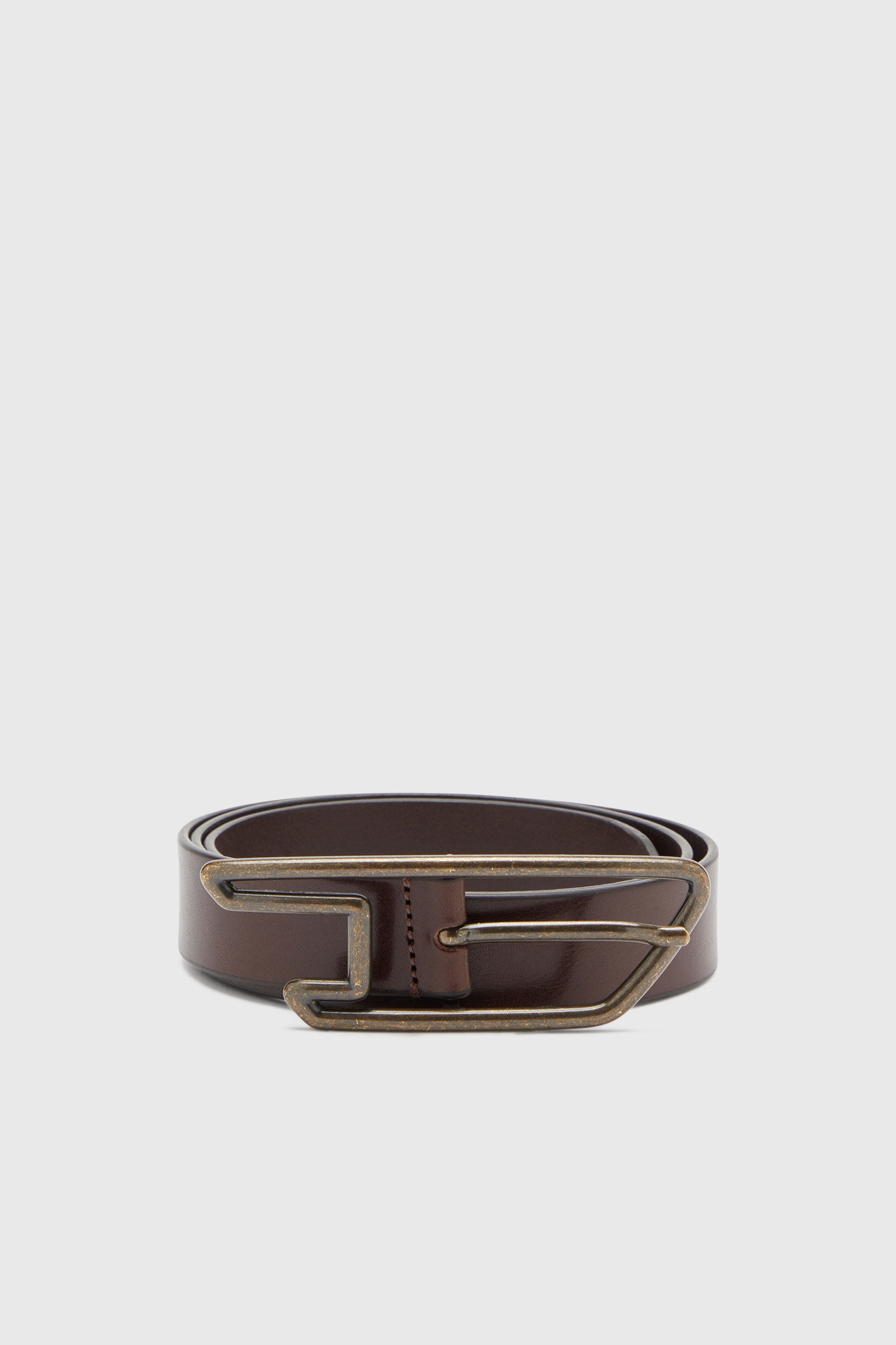 Diesel - B-D LINE 30, Unisex 3 cm breiter Lederg&uuml;rtel mit D-Logo-Schnalle in Braun - 1