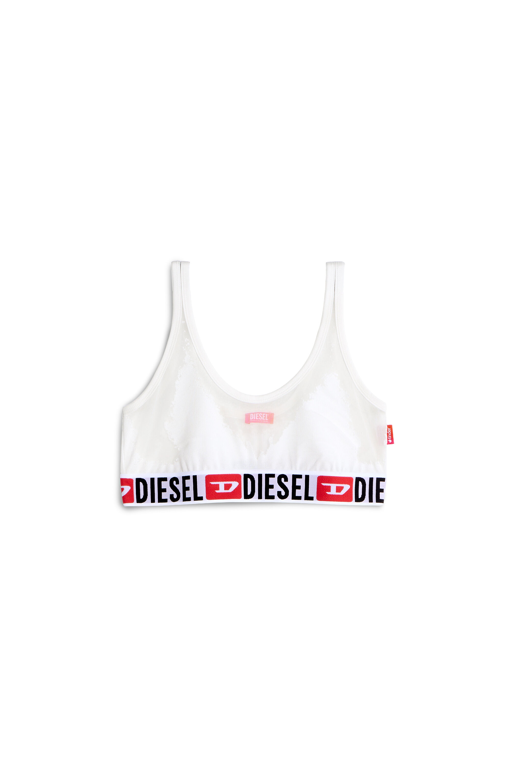 Diesel - PR-ORIBA-D-CORE, Damen Bralette mit transparentem Devor&eacute;-Effekt in Wei&szlig; - 2